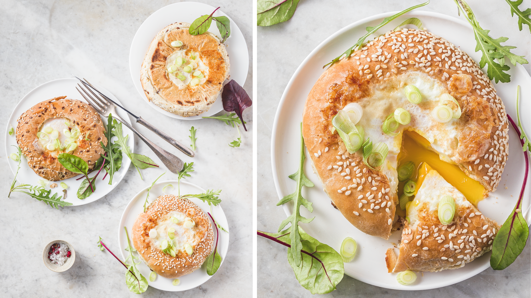 Bagels with Egg and Mozzarella (Egg-in-a-Hole) | Tefal Recipe