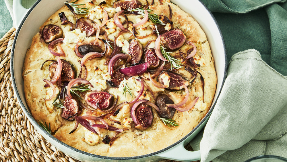 Goat Cheese, Fig and Mixed Seed Focaccia