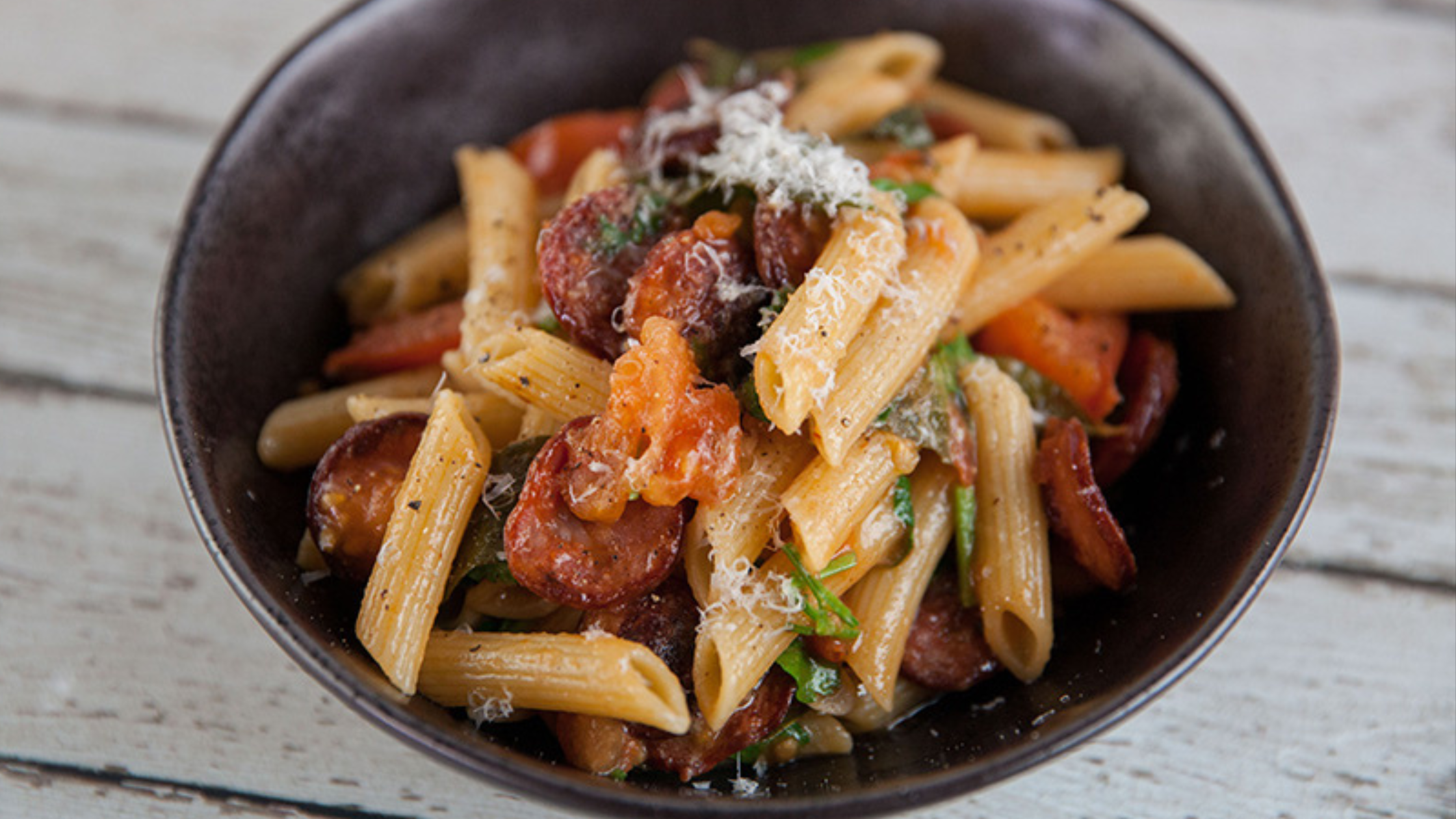 Penne with Tomato Relish and Chorizo