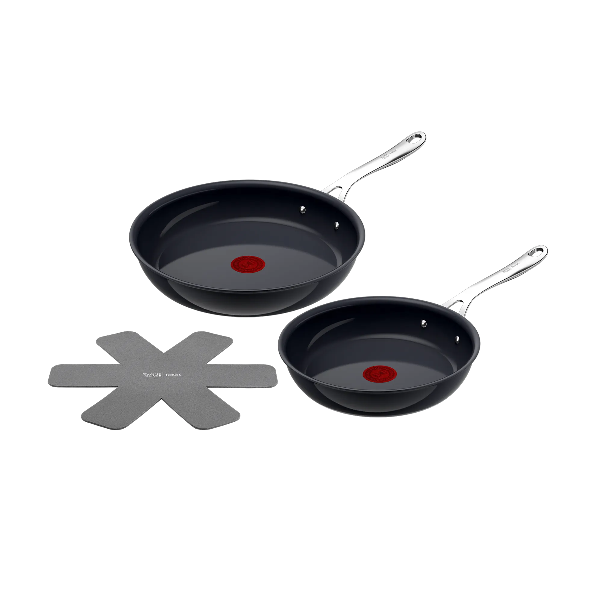 Jamie Oliver by Tefal Enjoy Ceramic Induction Hard Anodised Twin Pack 24cm/28cm Frypan + Bonus Pan Protector