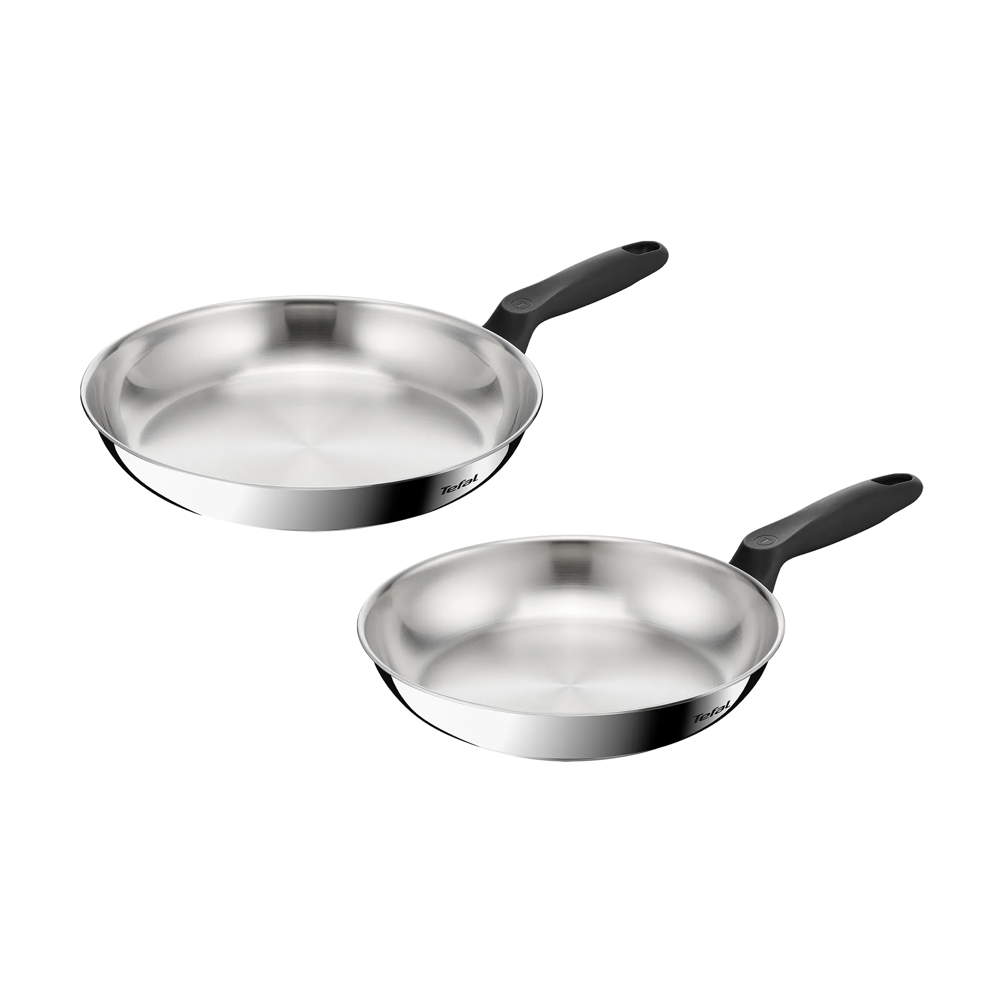 Tefal Everyday Chef Induction Uncoated Stainless Steel Twin Pack Frypans 24/28cm