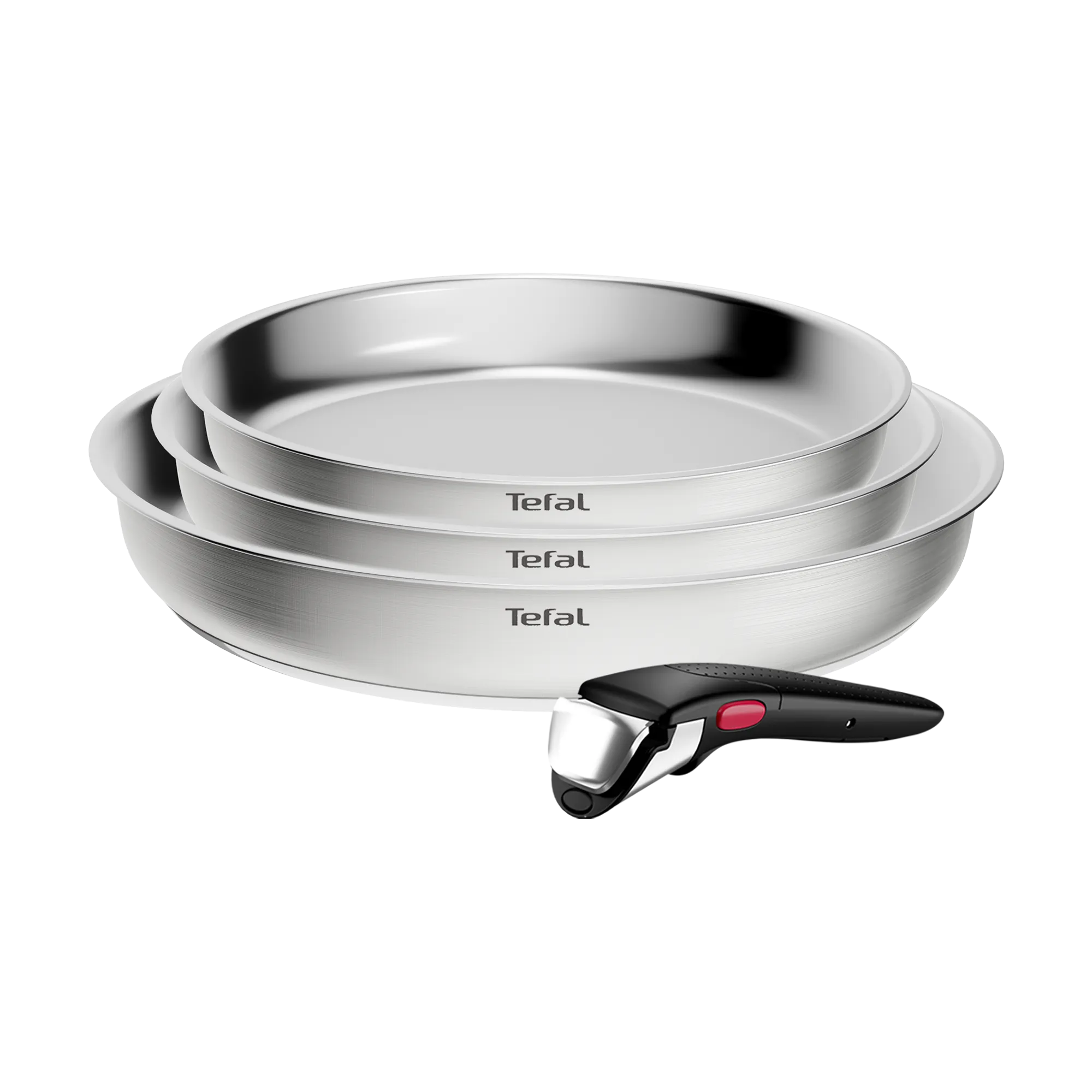 Tefal Ingenio Emotion+ Induction Uncoated Stainless Steel 4pc Frypan Set