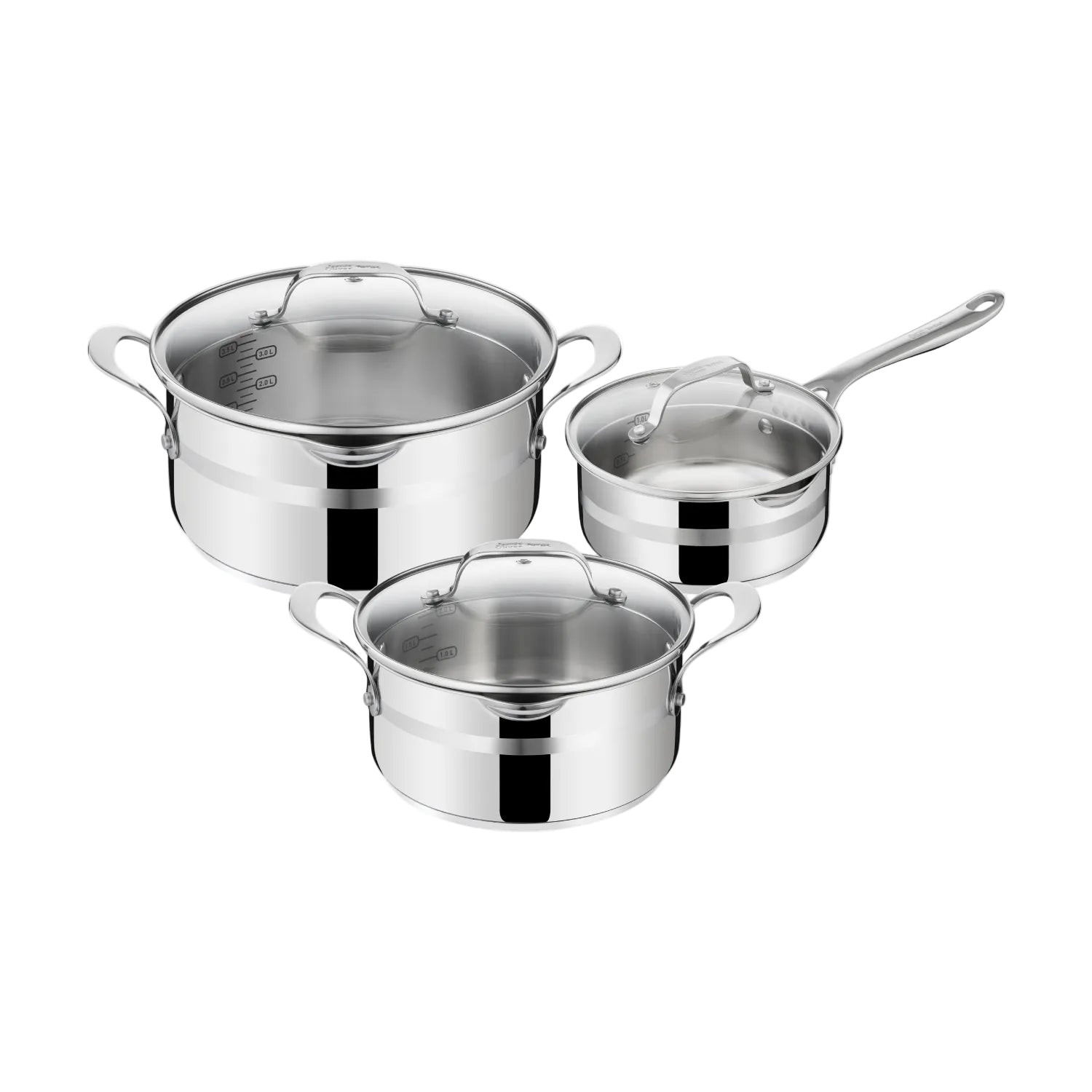 Jamie Oliver by Tefal Cook Smart Induction Stainless Steel 3pc Pot Set + Lids