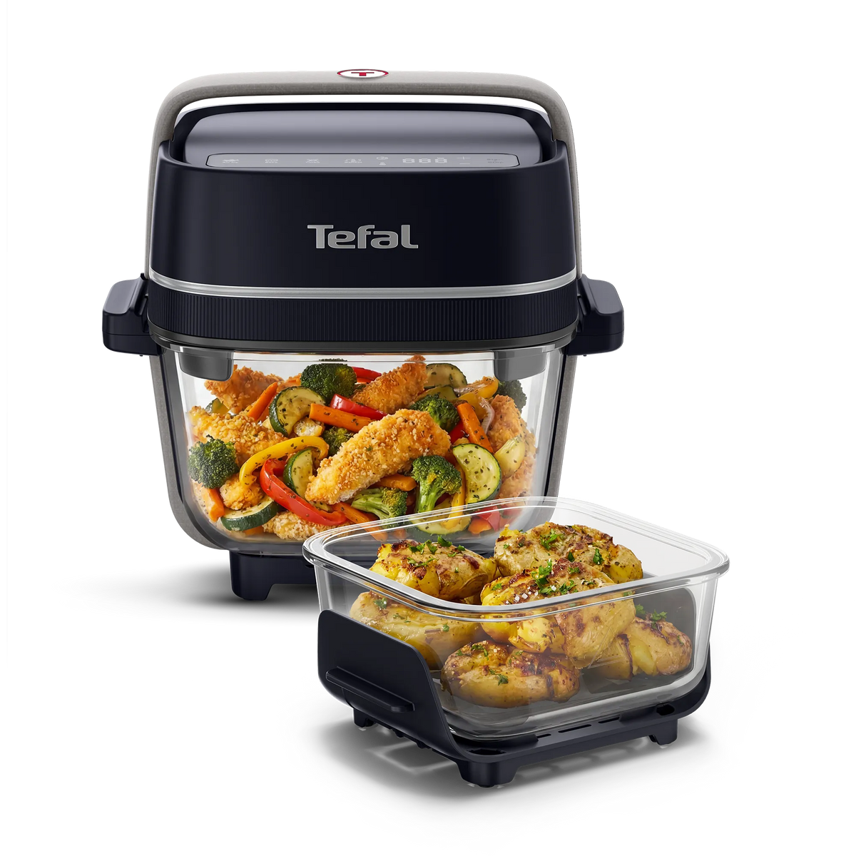 Crisp & Go Portable Glass Air Fryer Black FB7018 with additional bowl
