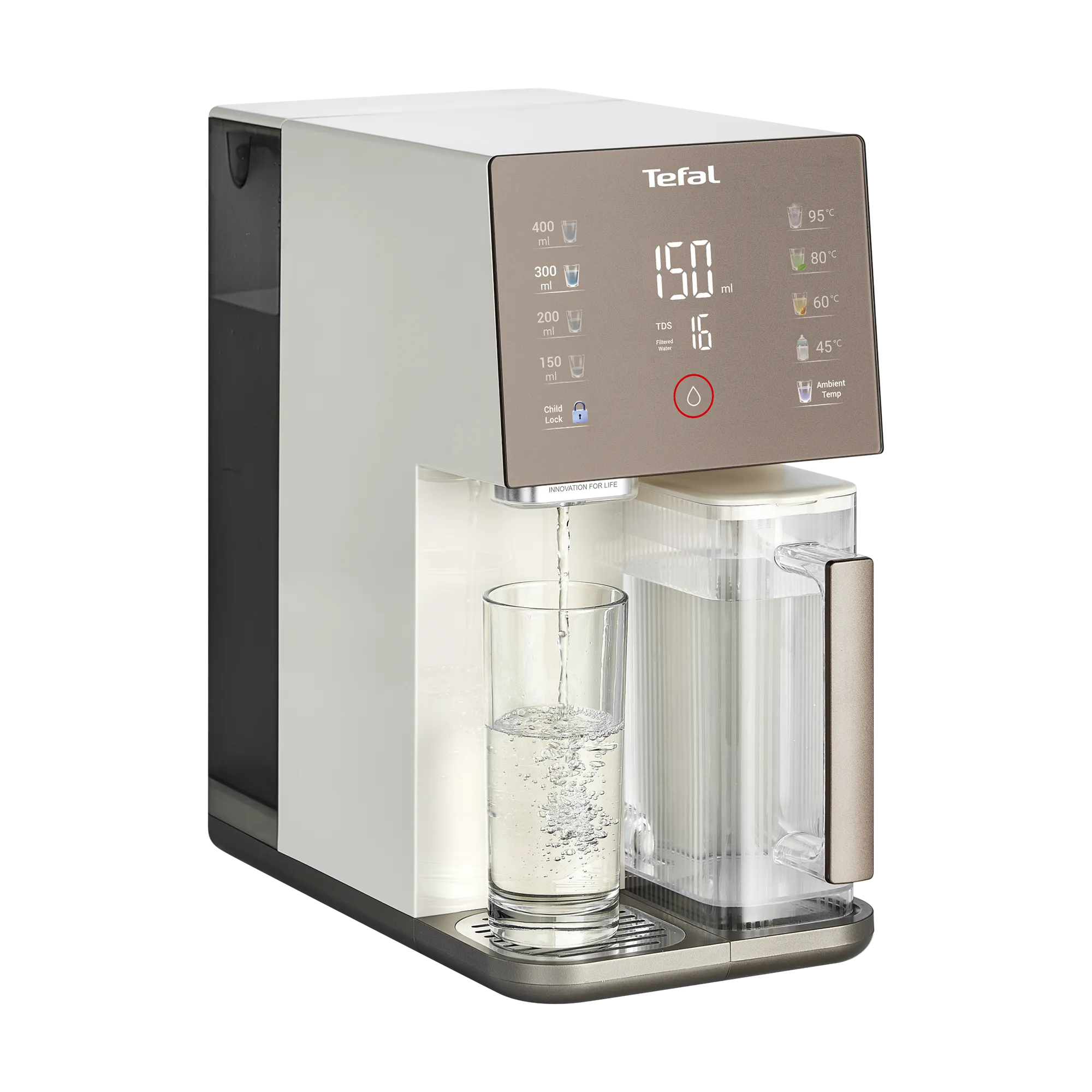Tefal Pure Water Reverse Osmosis Compact Ambient & Hot Water Purifier Station BR453A side view