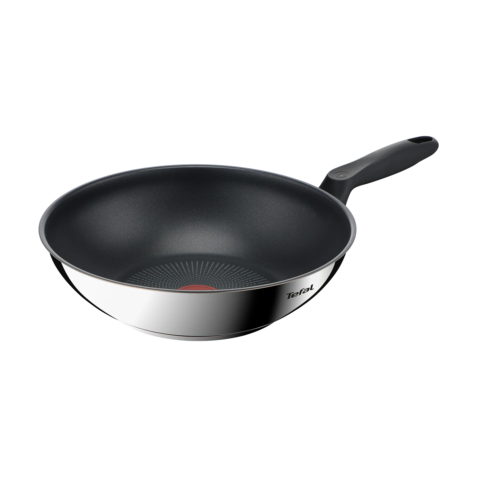 Tefal Everyday Chef Induction Stainless Steel Non-Stick Wok 28cm with lid removed