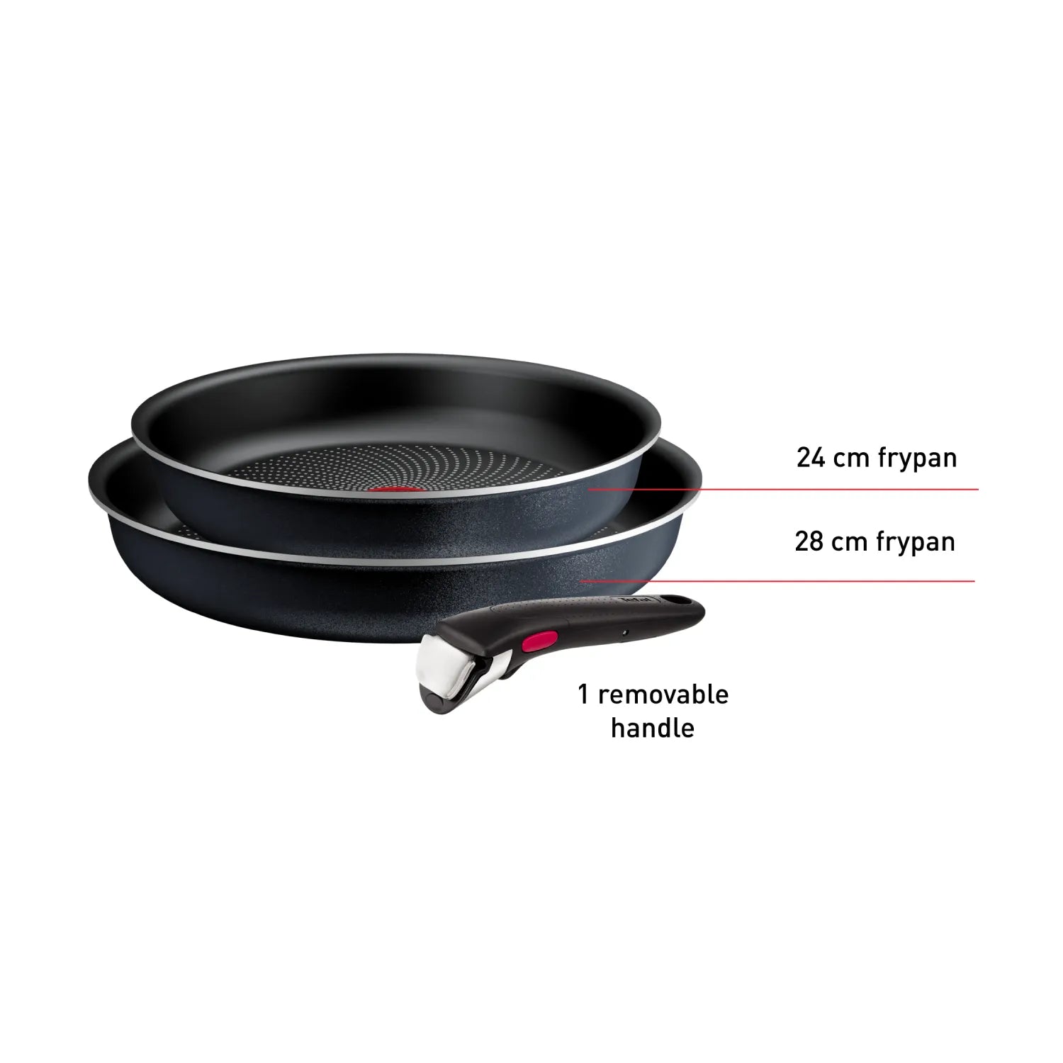 Tefal Ingenio So'Light Induction Non-Stick 3pc Frypan Set contents