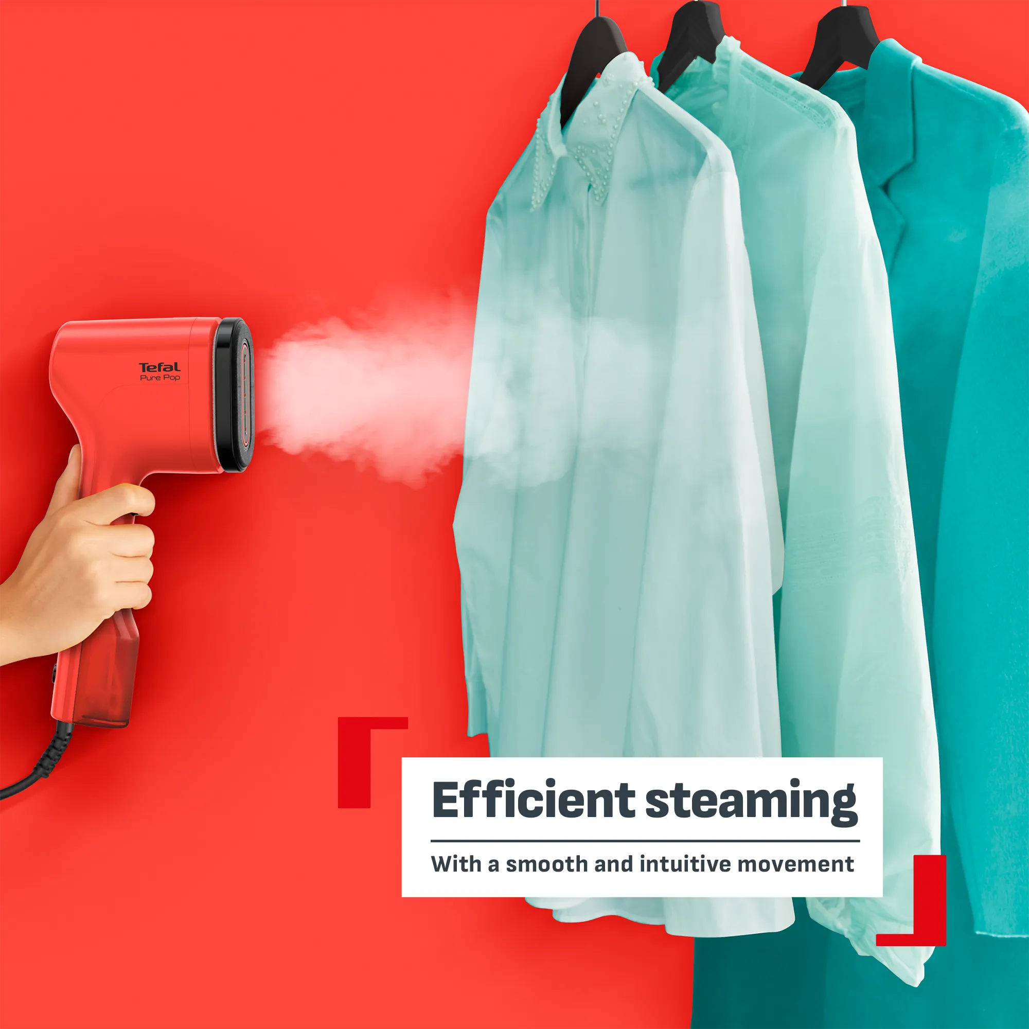 Tefal Pure Pop Handheld Garment Steamer DT2028 - Red