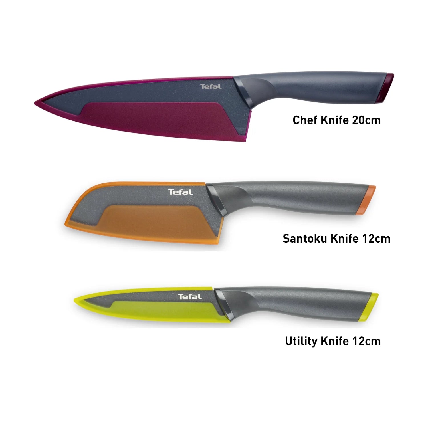 Tefal Fresh Kitchen Non-Stick Stainless Steel Set of 3 Kitchen Knives K122S324
