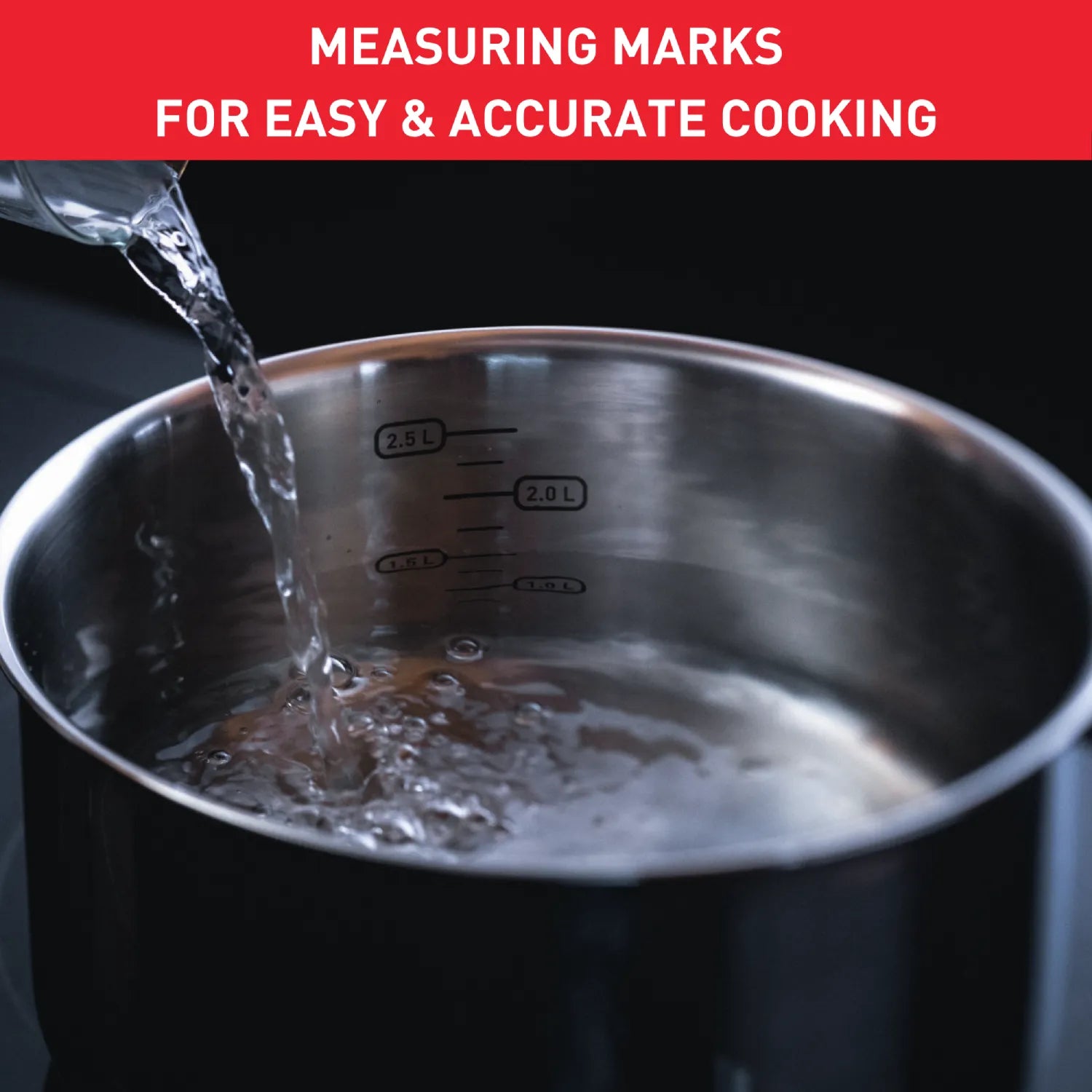 Tefal Emotion Induction Stainless Steel Stockpot 9L with measuring marks
