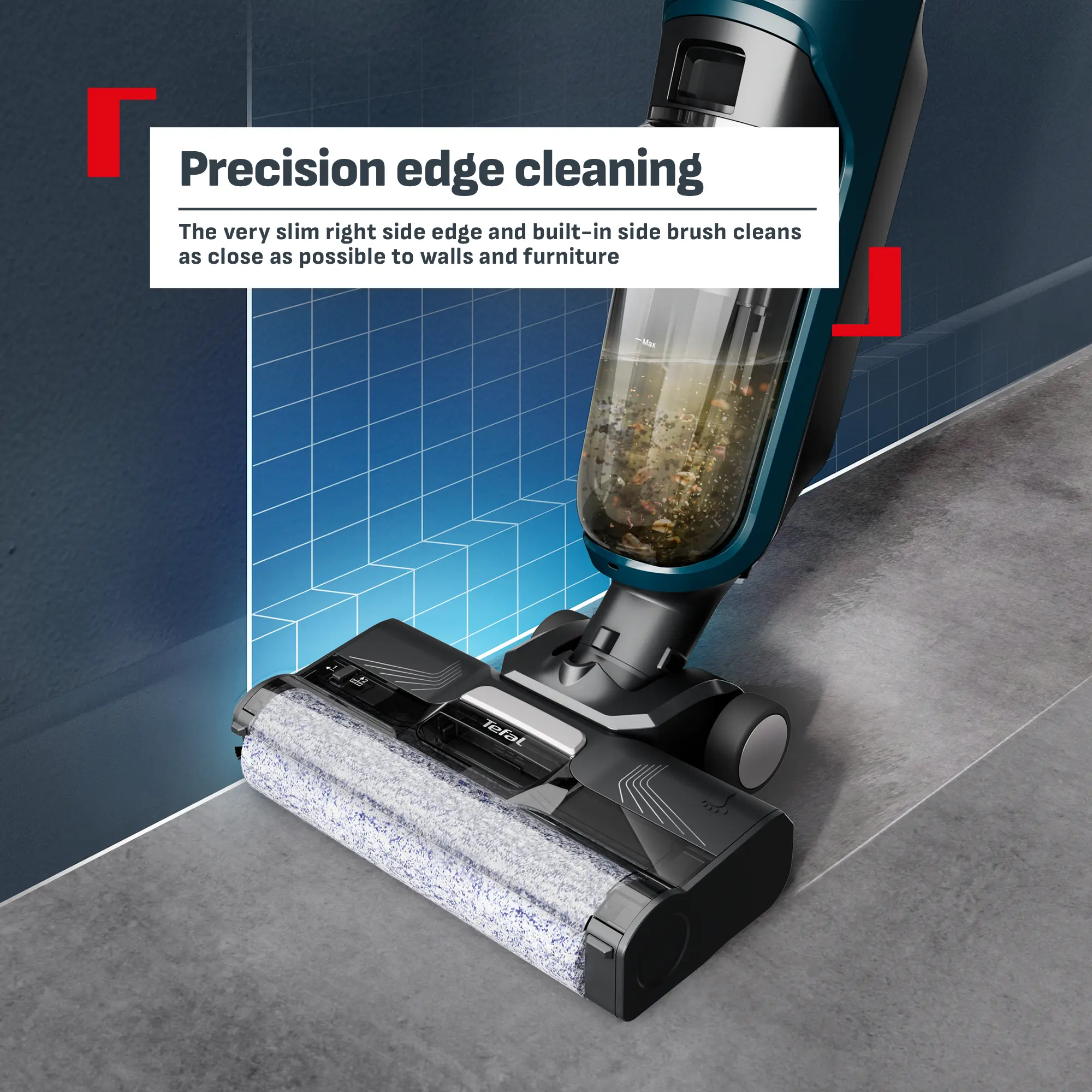 Tefal X-Clean 2 Cordless Vacuum & Floor Washer GF2251 with precision edge cleaning