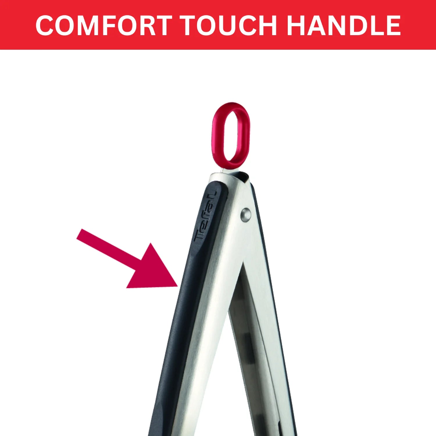 Tefal Ingenio Stainless Steel Tongs K1183014 with comfort touch handle