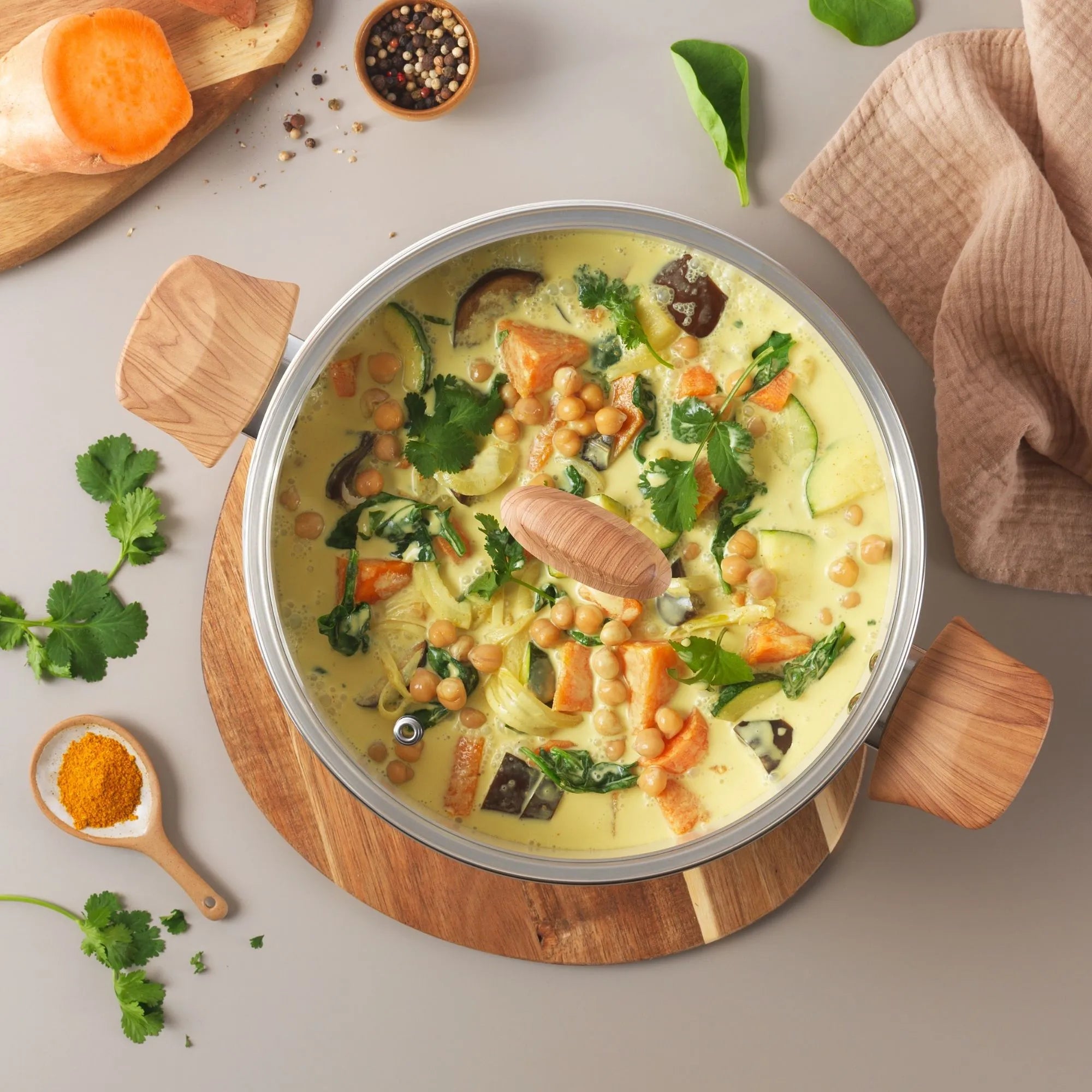 Tefal Vivaceram Induction Ceramic Beige 5pc Cookware Set