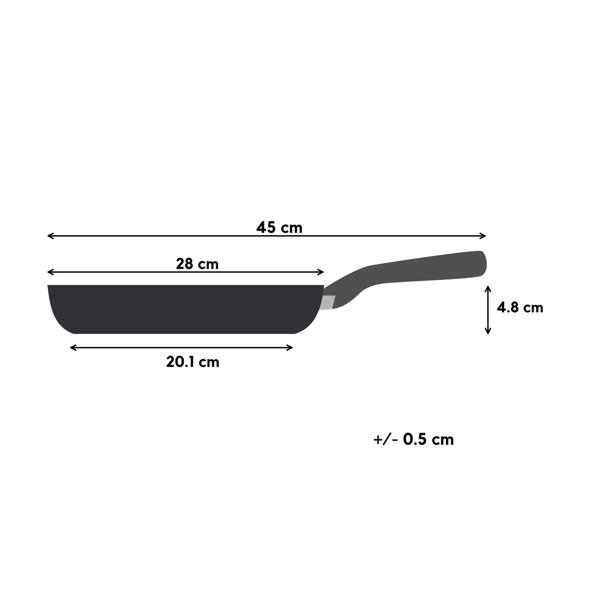 Tefal Dark Essential Mineralia+ Non Stick Frypan 28cm Dimensions
