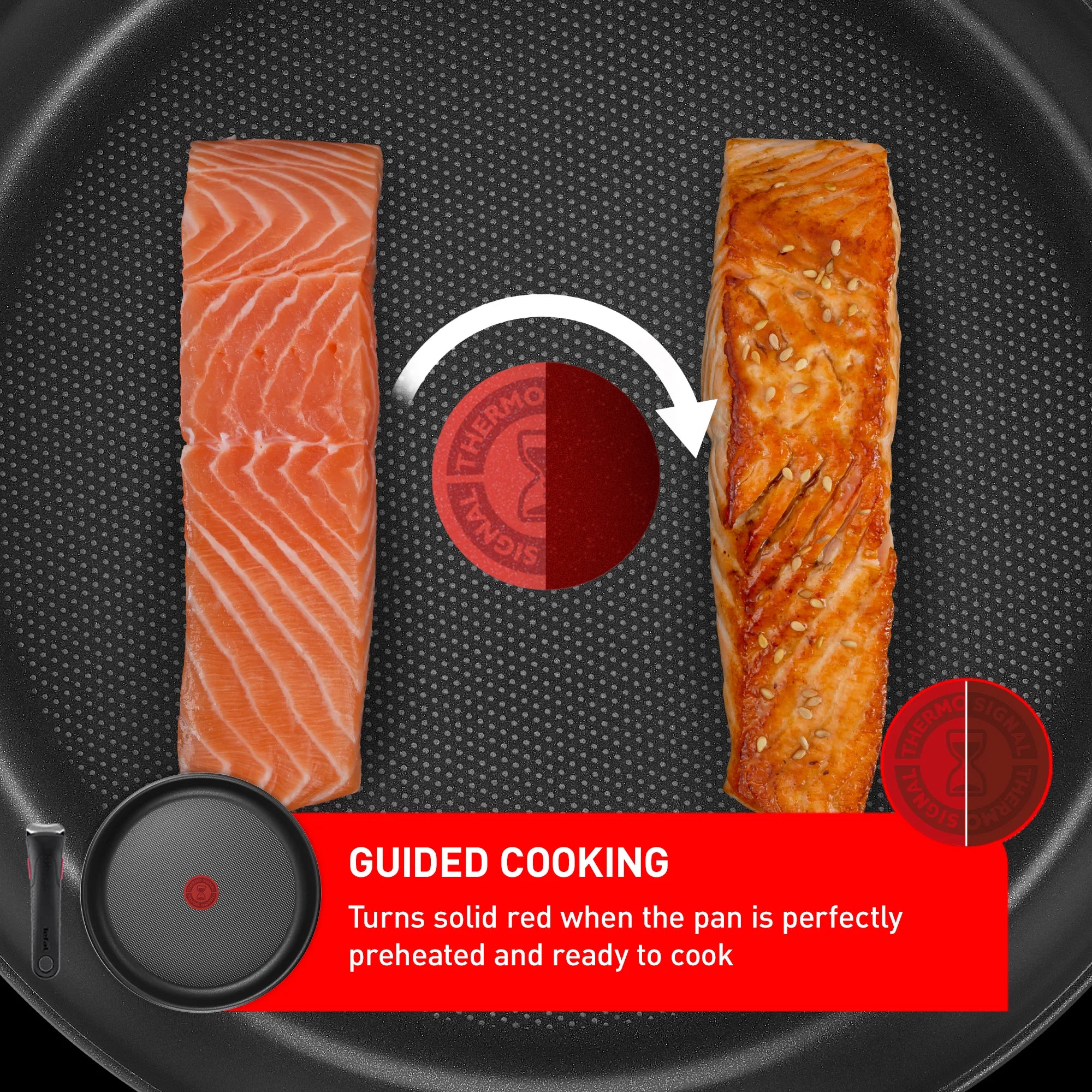 Tefal Ingenio Cook Eat Induction Non-Stick 4pc Set with thermo-signal for guided cooking