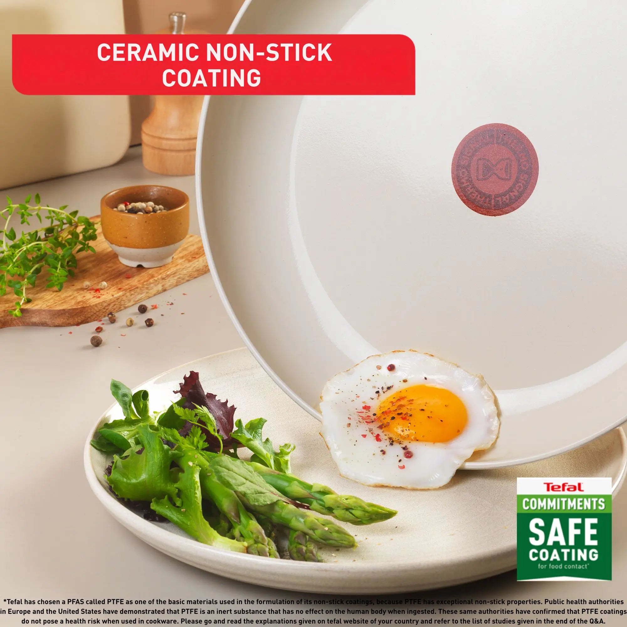 Tefal Vivaceram Induction Ceramic Beige 5pc Cookware Set