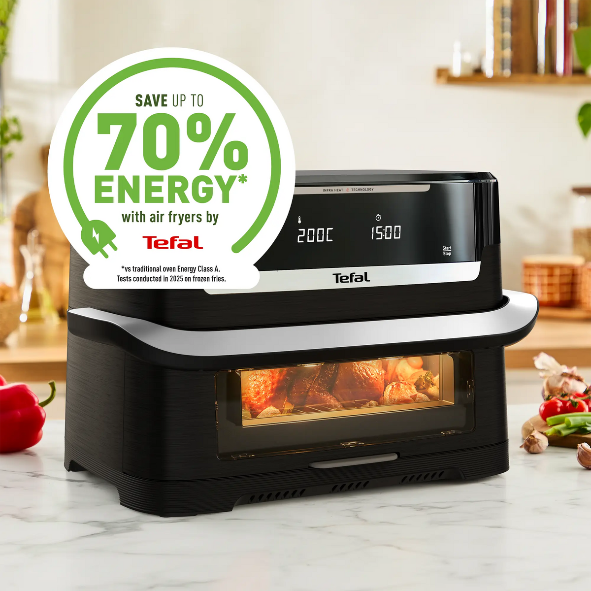 Tefal Ever Fry Infra Heat Flex 9L Detachable Front Air Fryer EY9278 with up to 70% energy saving