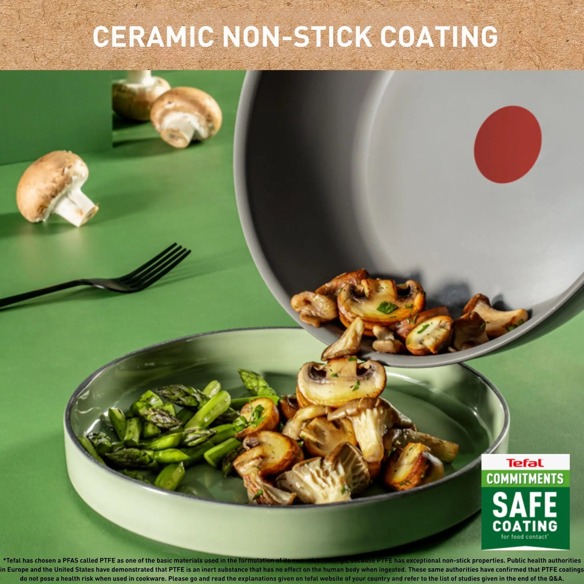 Tefal Vivaceram Induction Ceramic Green Lichen 5pc Set with ceramic non-stick safe coating