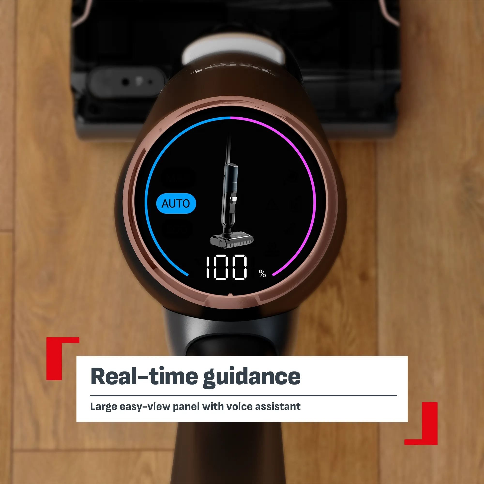 Tefal X-Clean 7 Cordless Vacuum & Floor Washer GF5736 with large easy-view panel and voice assistant for real-time guidance