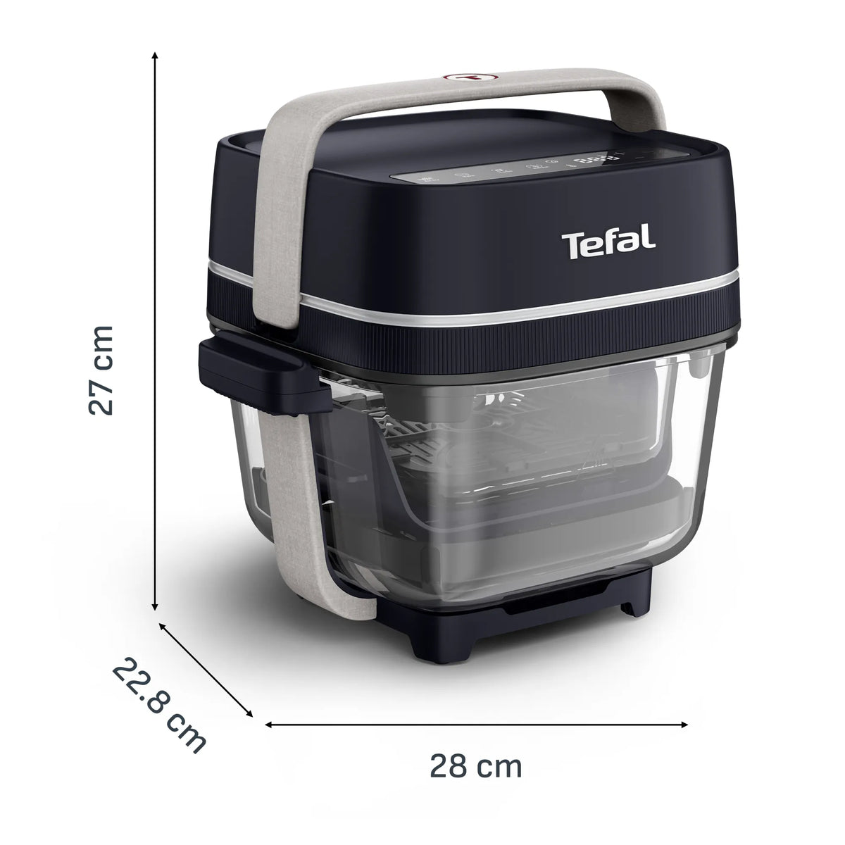 Crisp & Go Portable Glass Air Fryer Black FB7018 Dimensions