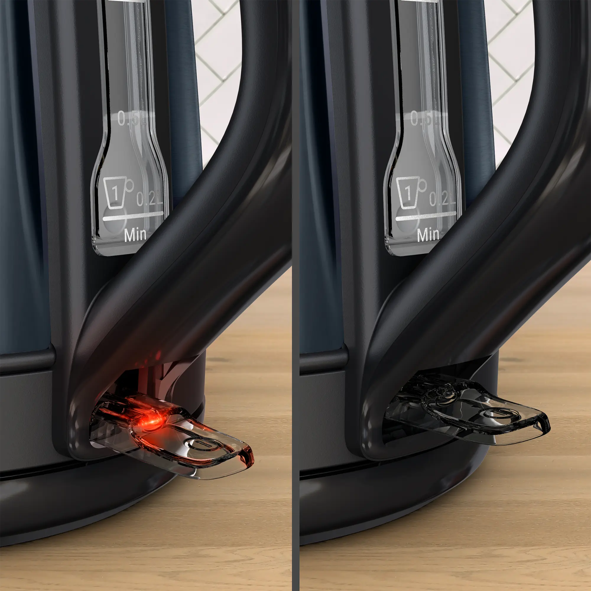 Tefal Subito Black Stainless Steel Toaster & Kettle Breakfast Set with indicator light