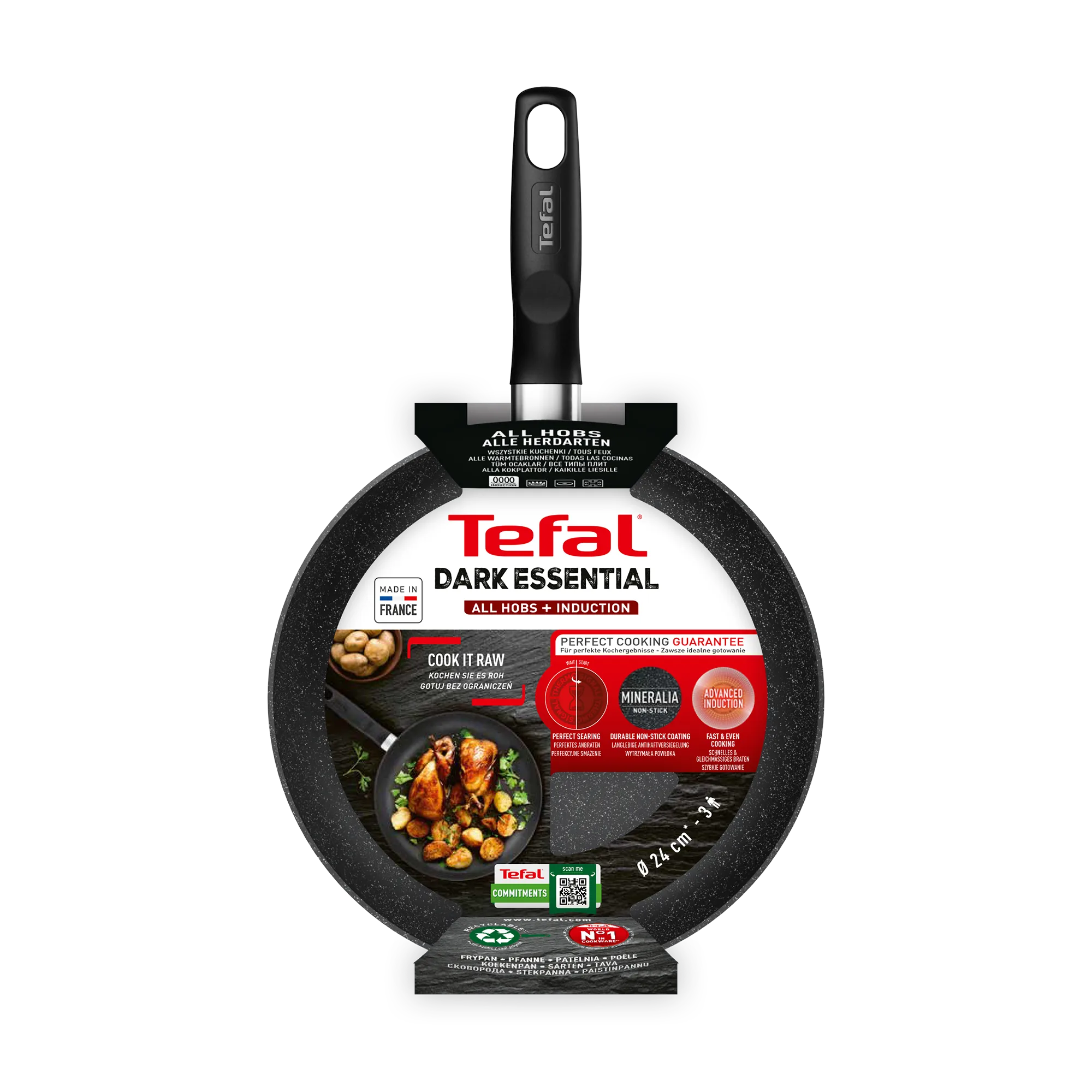 Tefal Dark Essential Mineralia+ Non Stick Frypan 24cm Packaging