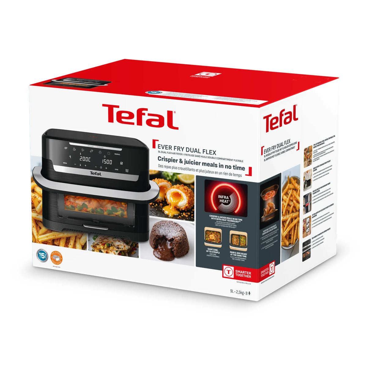 Tefal Ever Fry Infra Heat Flex 9L Detachable Front Air Fryer EY9278 Packaging