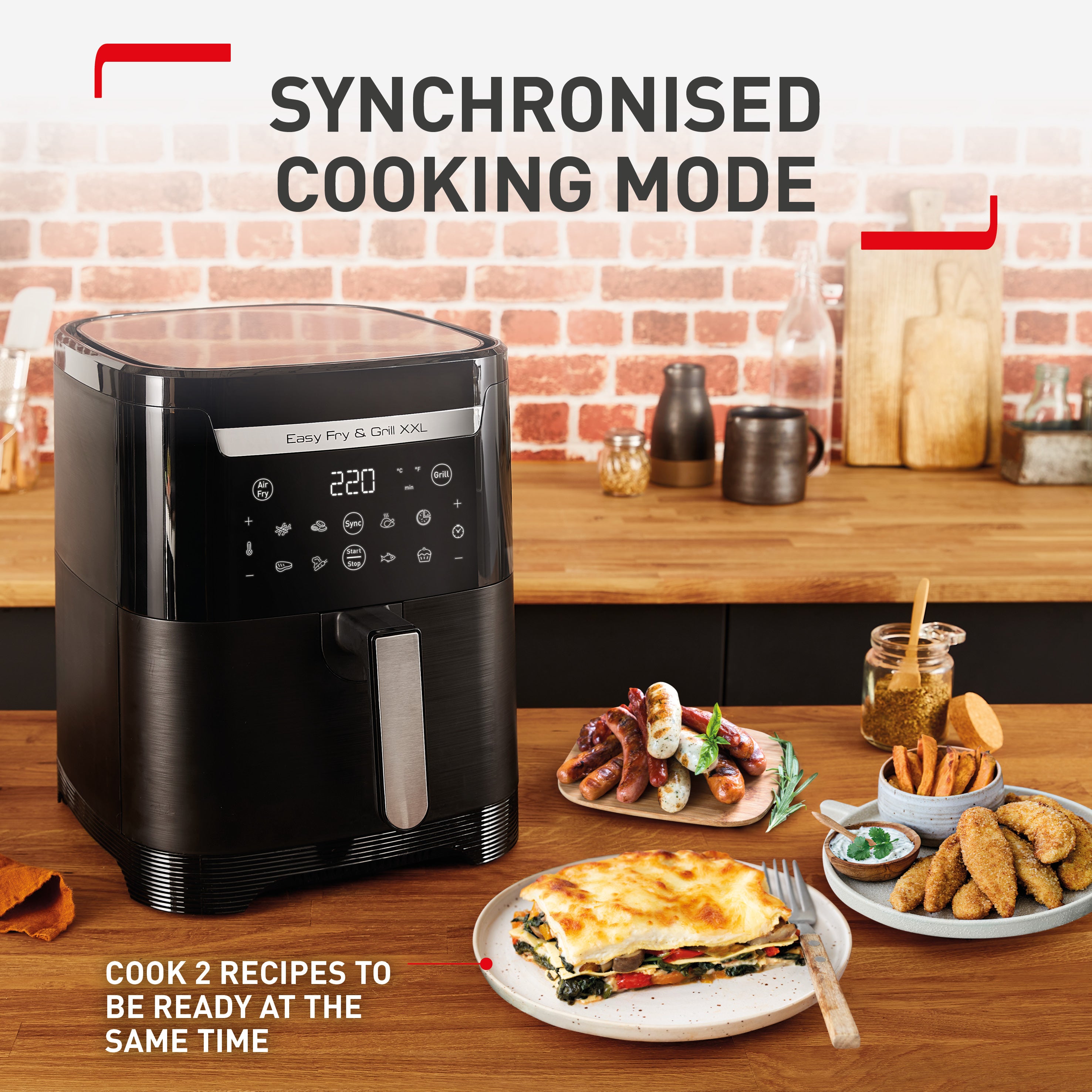 Tefal Easy Fry & Grill XXL Black Air Fryer EY8018 with sync function