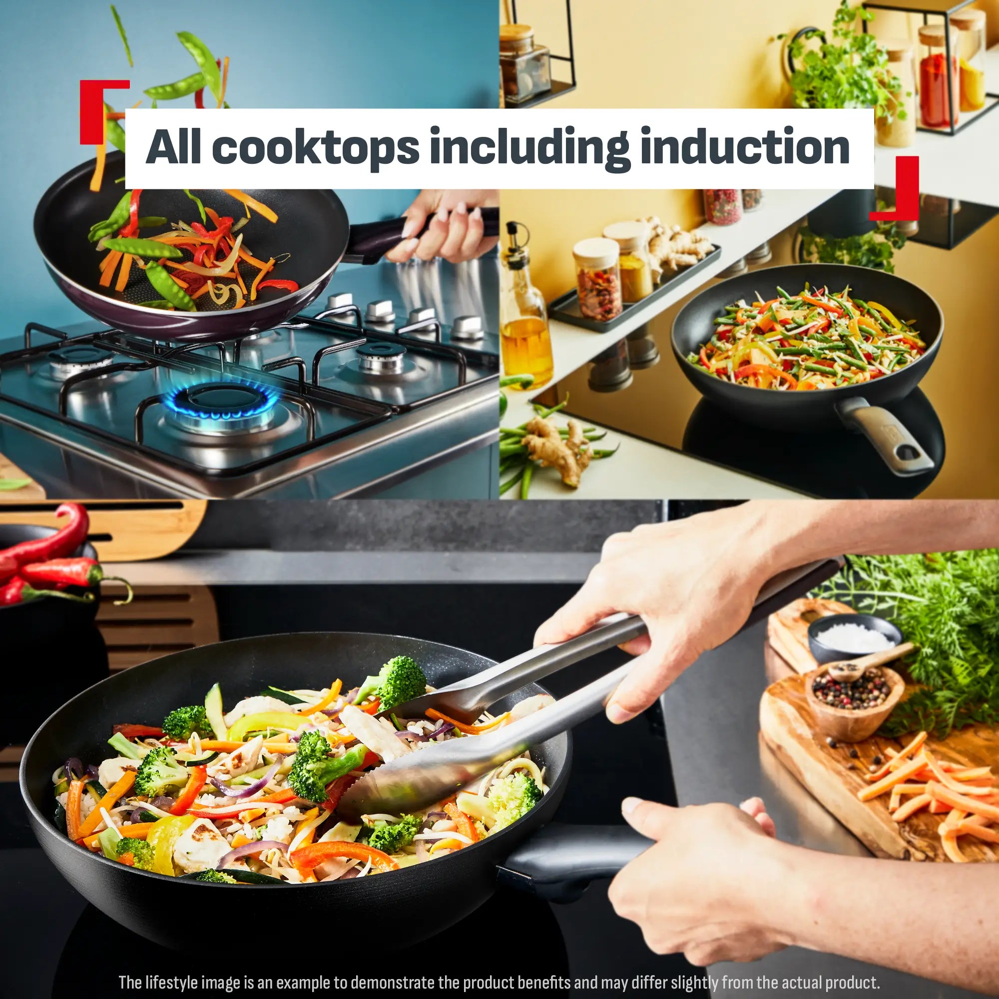 Tefal Halo Induction Non-Stick Eucalyptus Wok 26cm