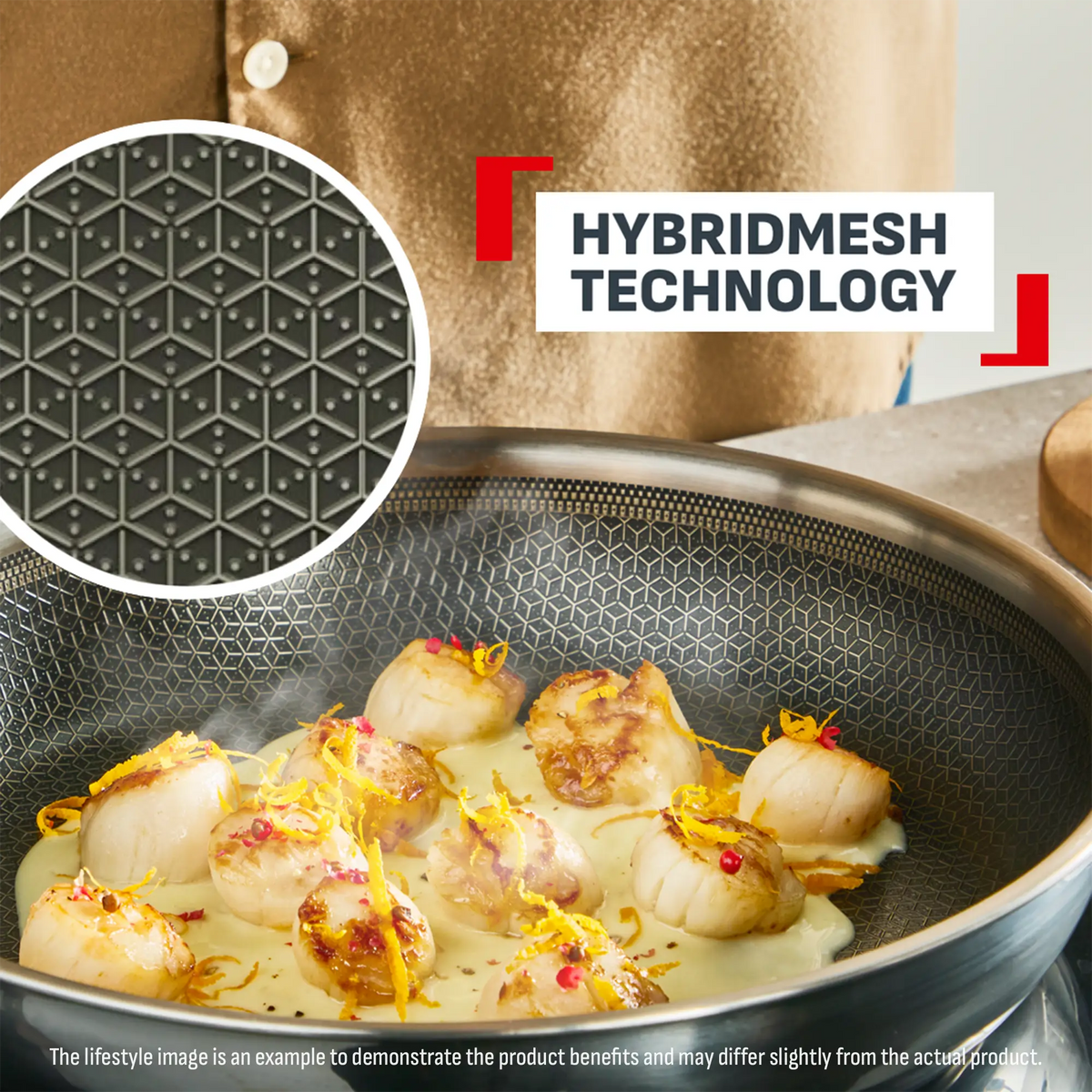 Tefal Master Induction Stainless Steel Ceramic Hybrid Mesh Wok 28cm