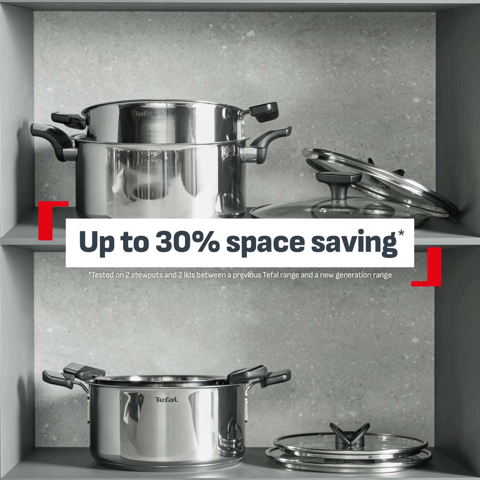 Tefal Space+ Emotion+ Induction Stainless Steel Uncoated Pasta Pot 22cm + Lid