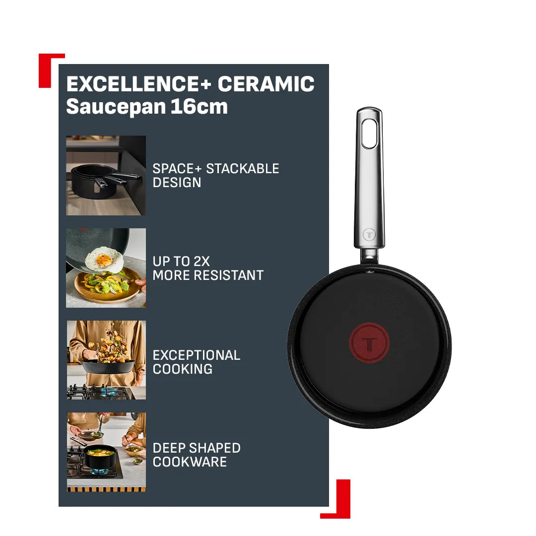 Tefal Space+ Excellence+ Ceramic Induction Non-Stick Saucepan 16cm Features
