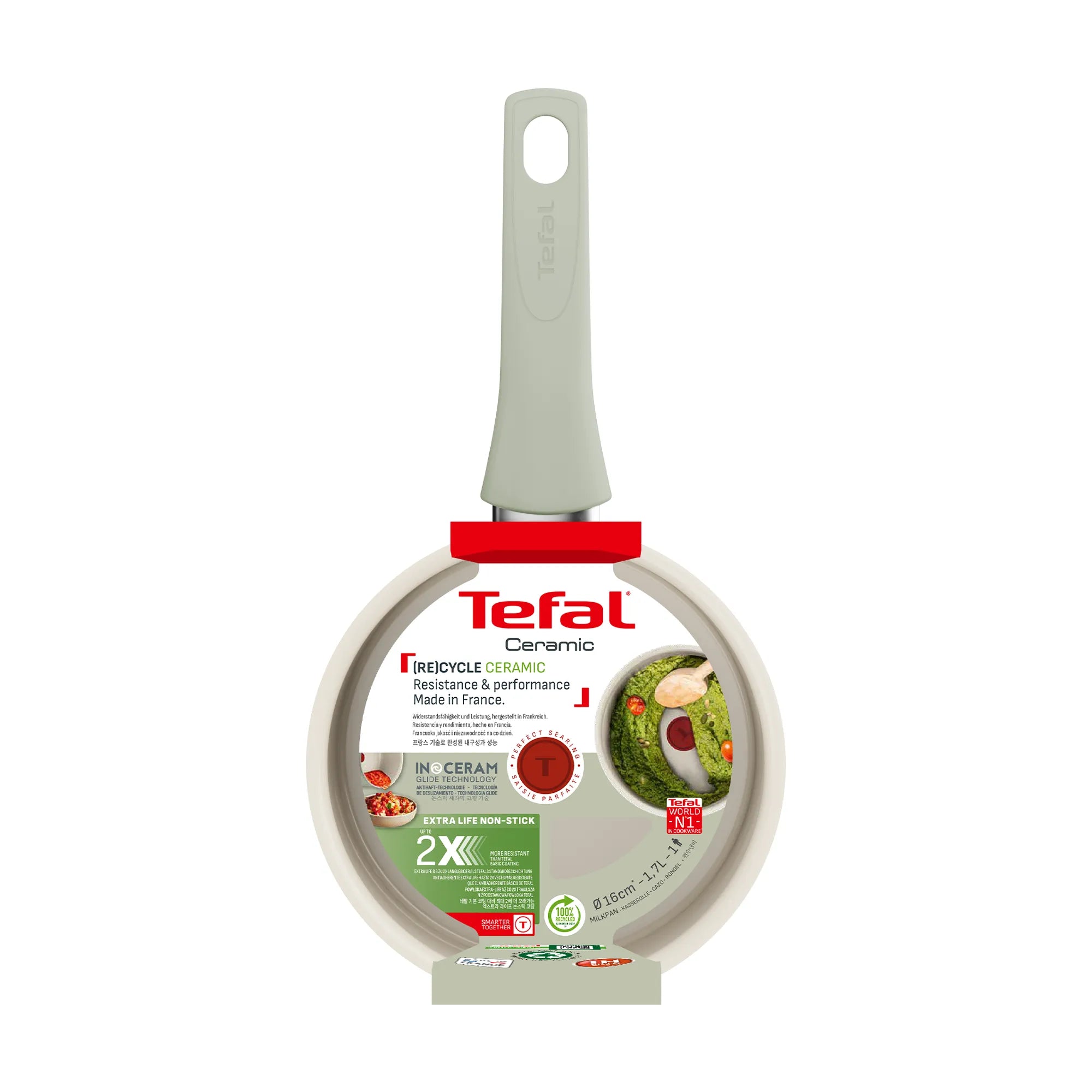 Tefal (Re)cycle Induction Ceramic Green Lichen Non-Stick Saucepan 16cm