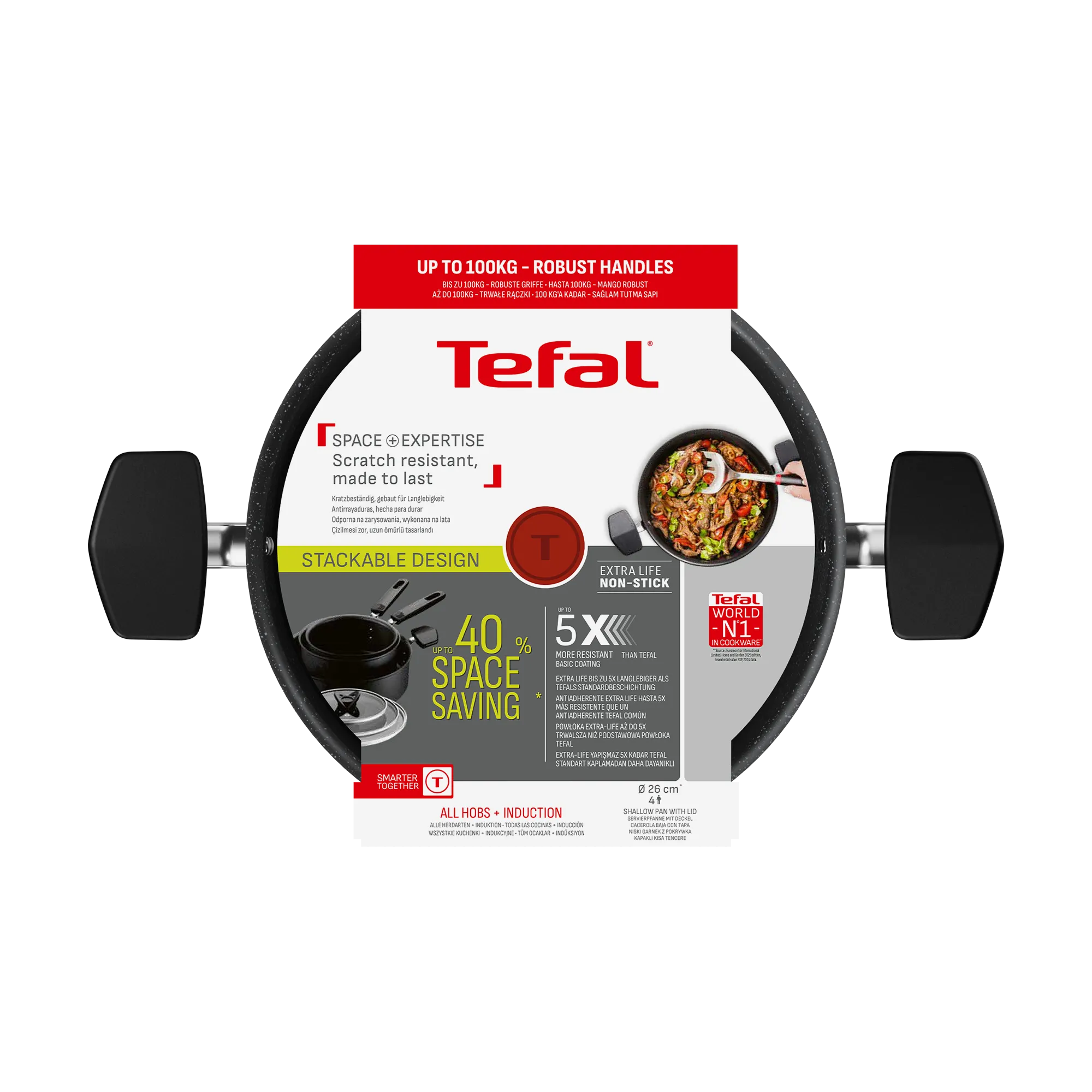 Tefal Space+ Expertise Induction Non-Stick Shallowpan 26cm + Lid