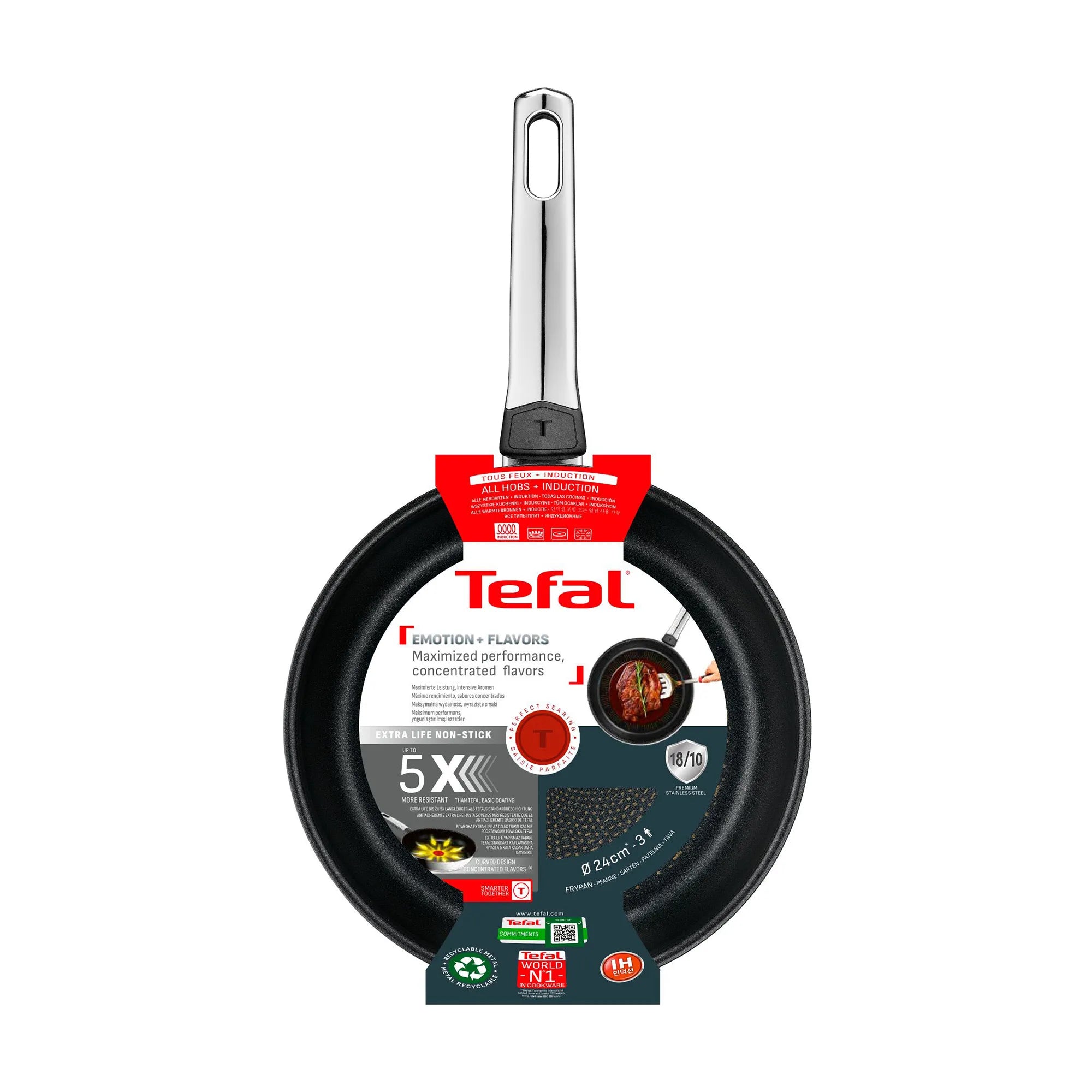 Tefal Emotion+ Flavors Induction Stainless Steel Oil Concentrating Non-Stick Frypan 24cm