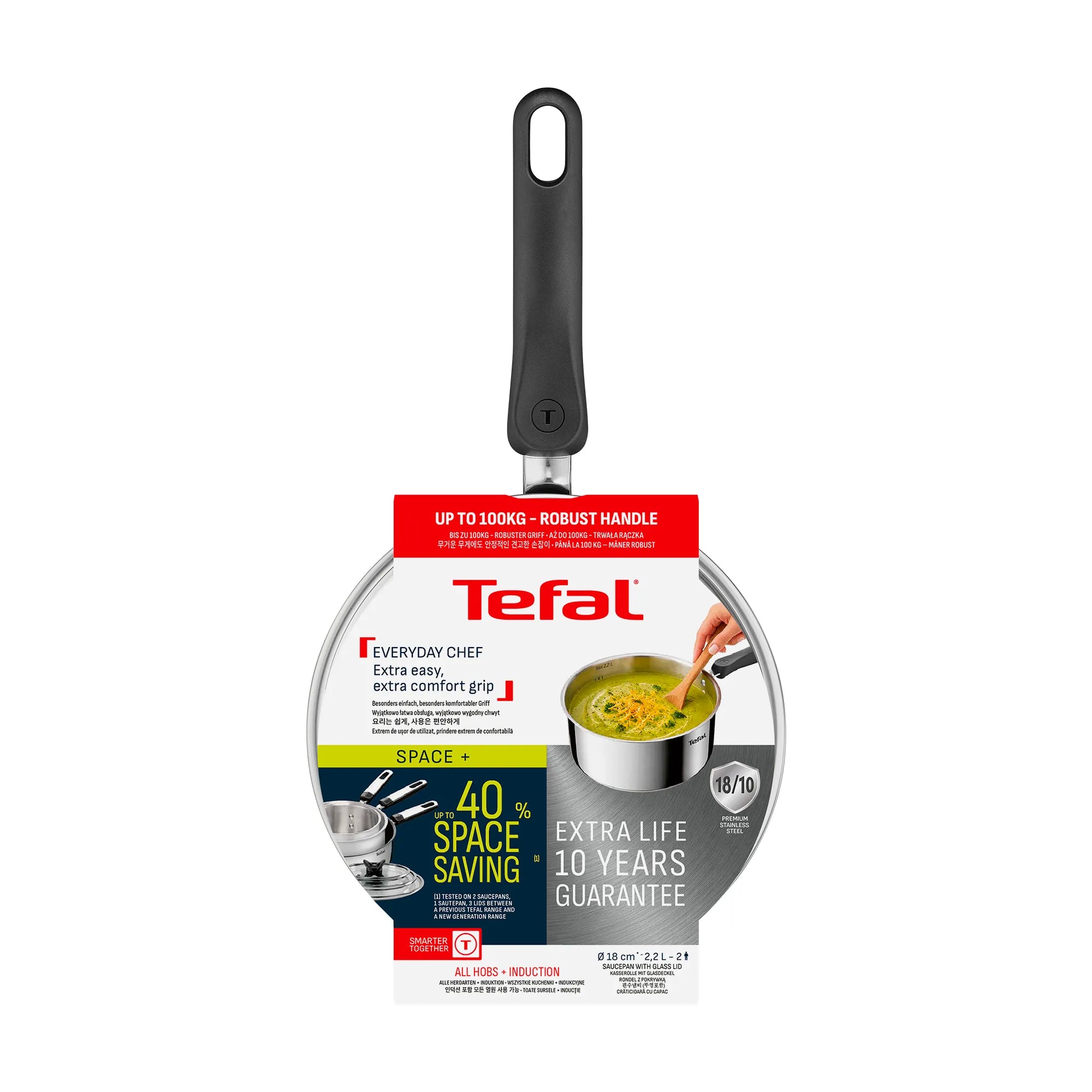 Tefal Everyday Chef Induction Stainless Steel Non-Stick Wok 28cm + Lid