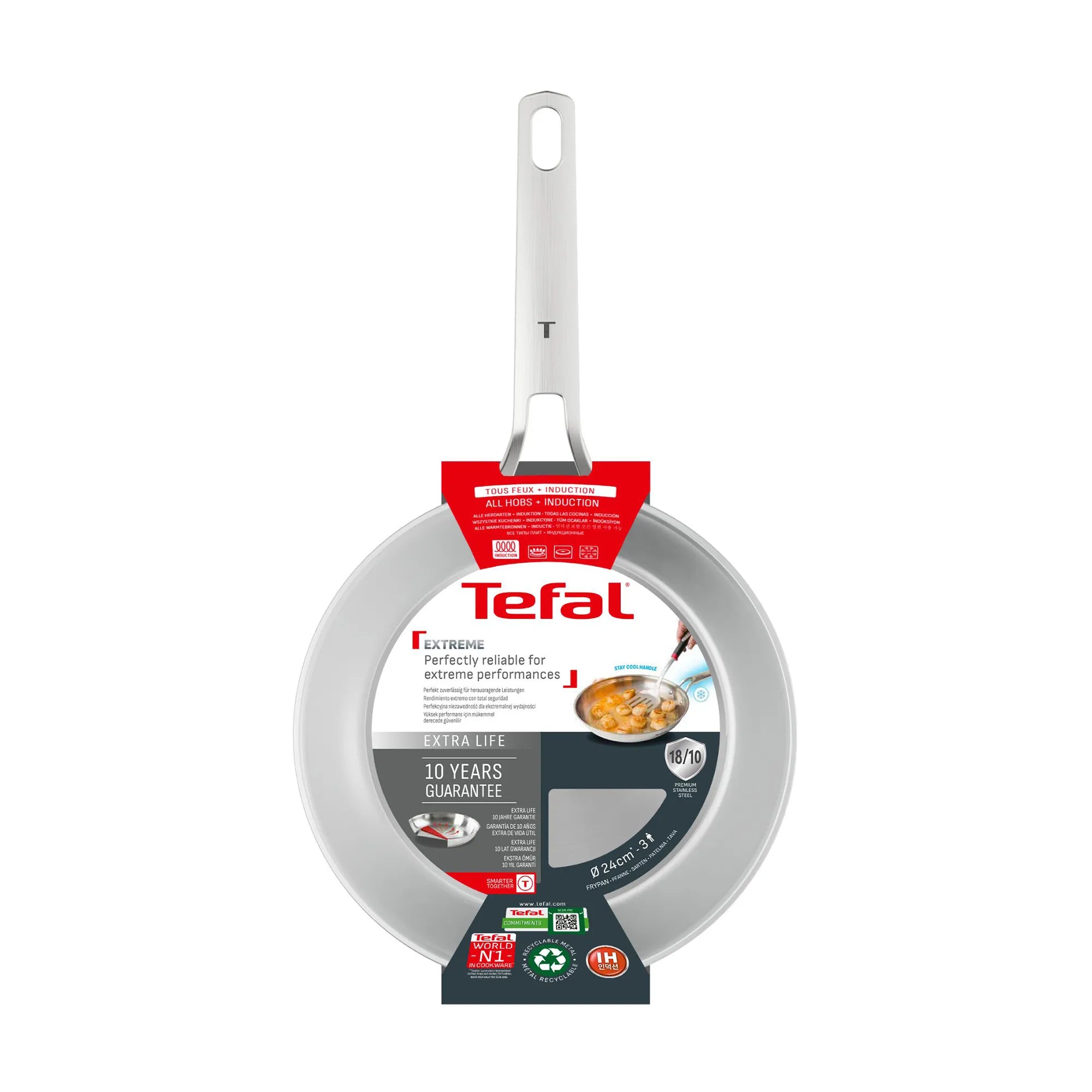 Tefal Extreme Induction Stainless Steel Uncoated Frypan 24cm