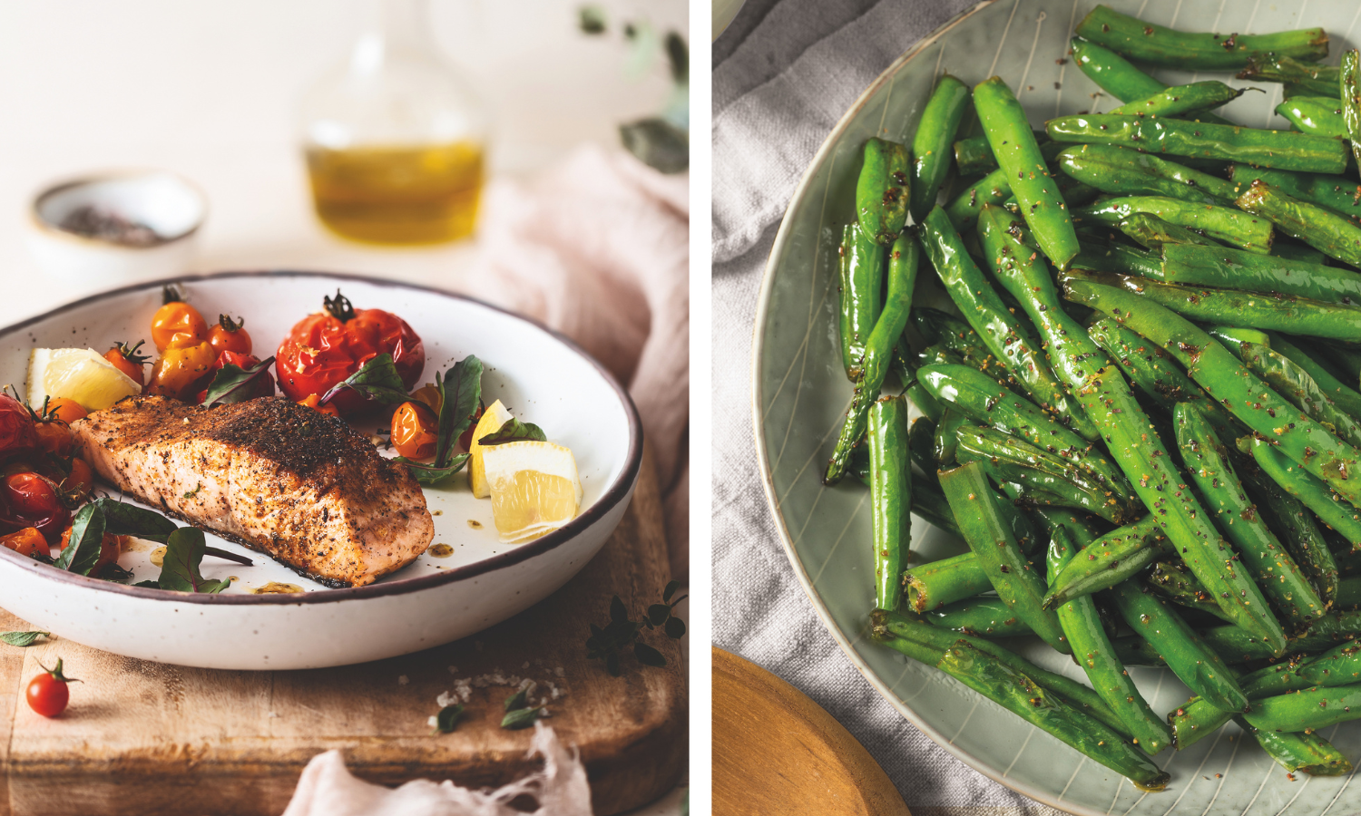 Cajun Salmon and Garlic Green Beans