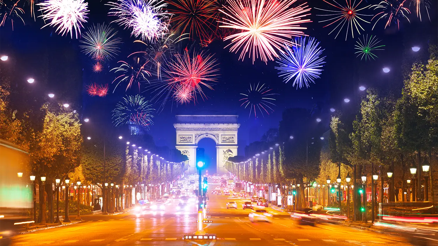 Fireworks in Paris on Bastille Day