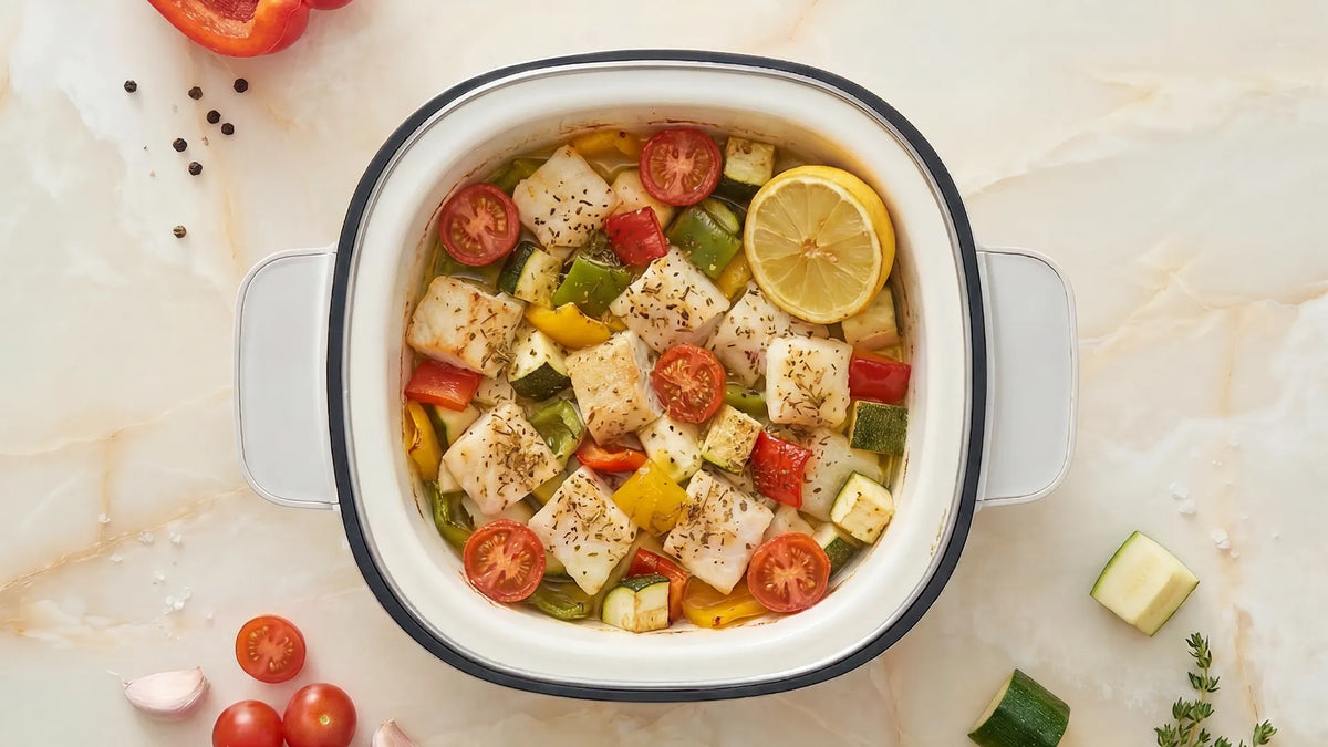 White Fish with Mediterranean Vegetables | Tefal YumMeal Recipe