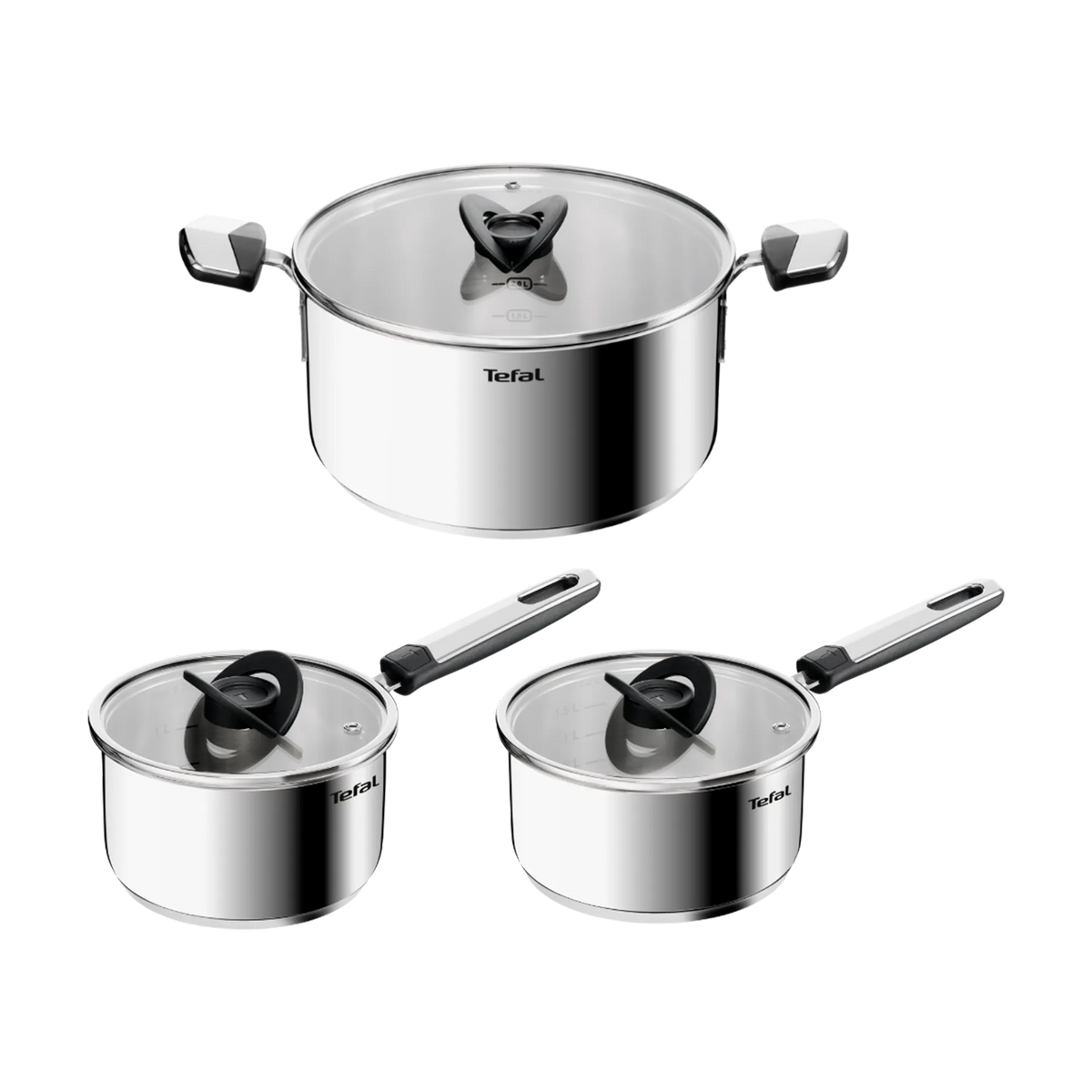 Tefal Emotion+ Induction Stainless Steel Uncoated 3pc Pot Set