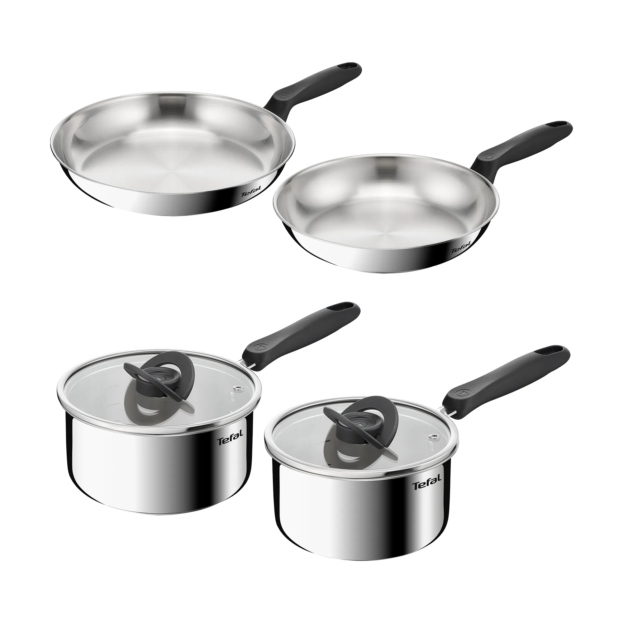 Tefal Space+ Everyday Chef Induction Uncoated Stainless Steel 4pc Set