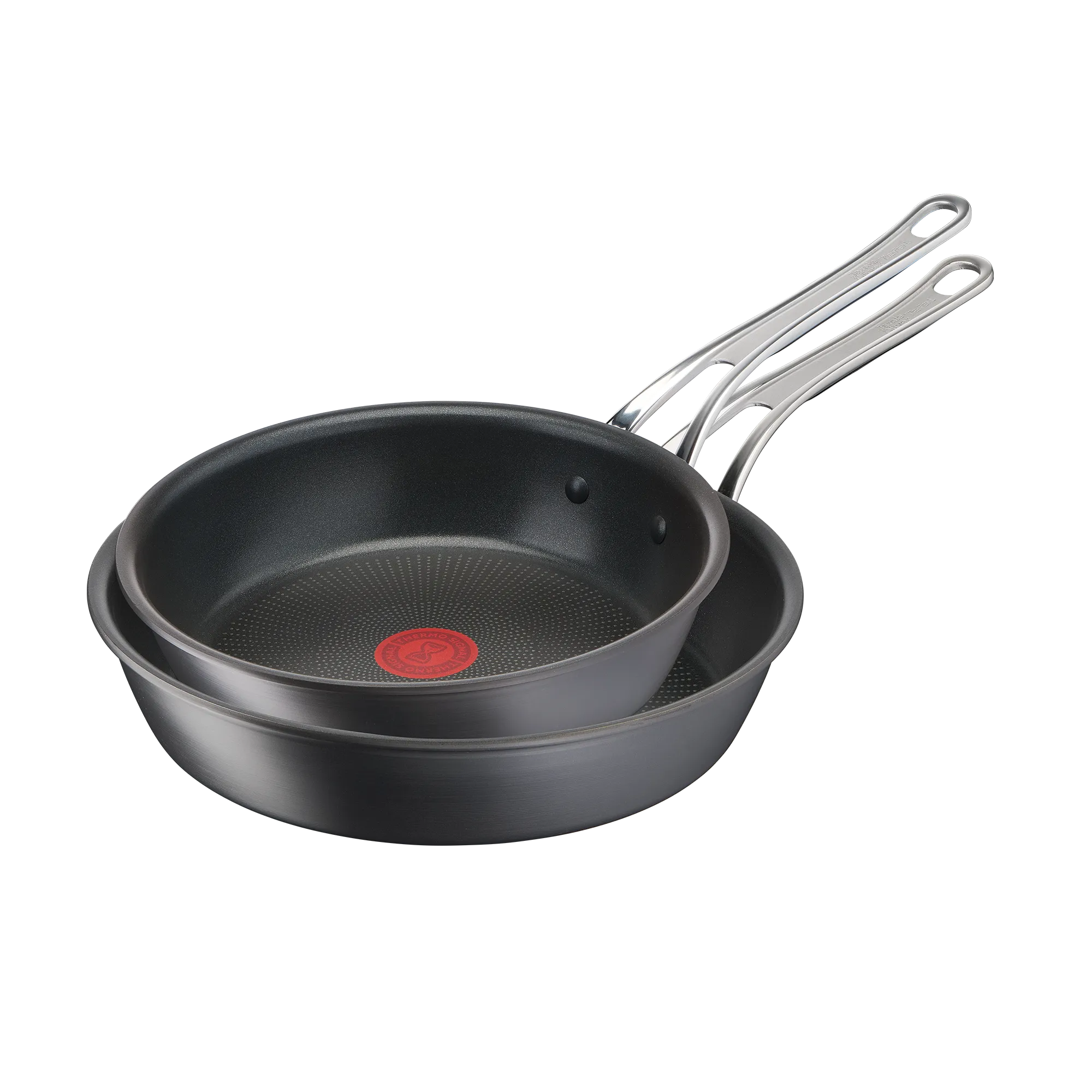 Jamie Oliver by Tefal Cooks Classic Non-Stick Induction Hard Anodised Twinpack Frypan Set 24/28cm