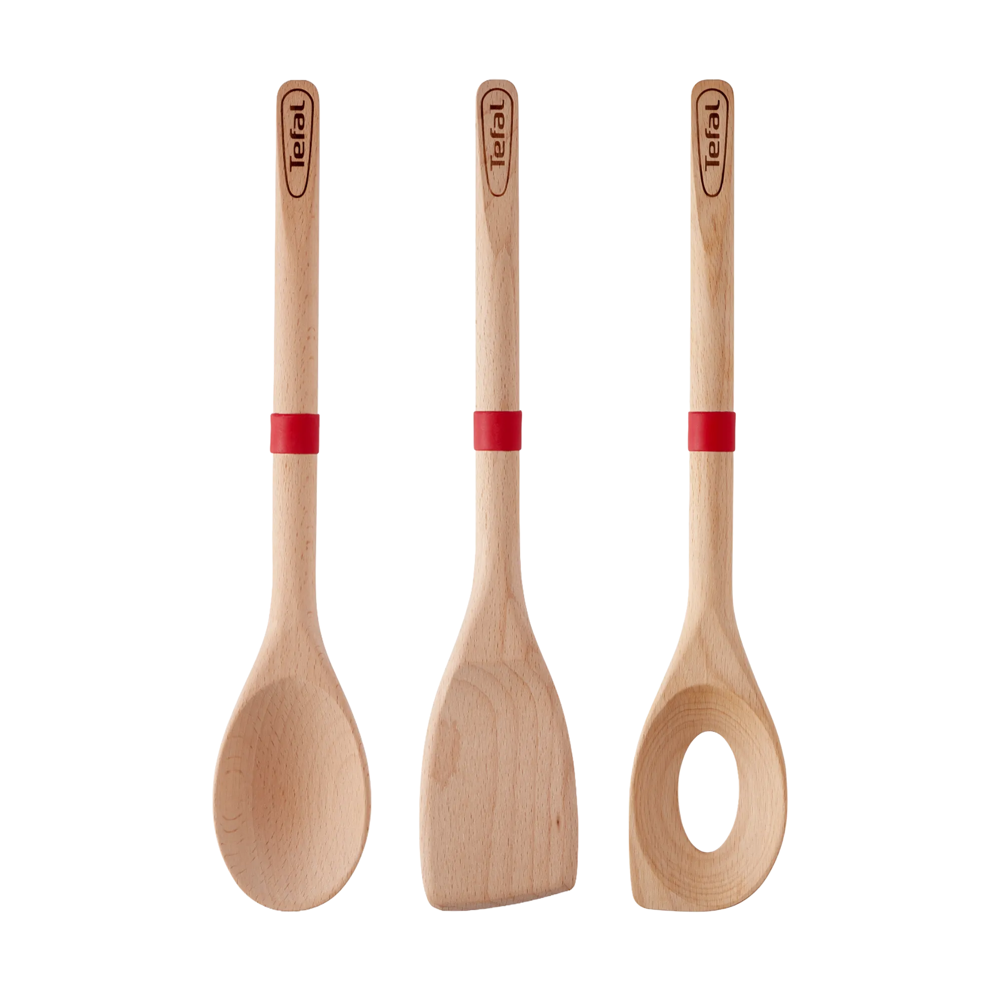 Tefal Ingenio Wooden Kitchen Utensil Set with spoon, risotto spoon and angled spatula