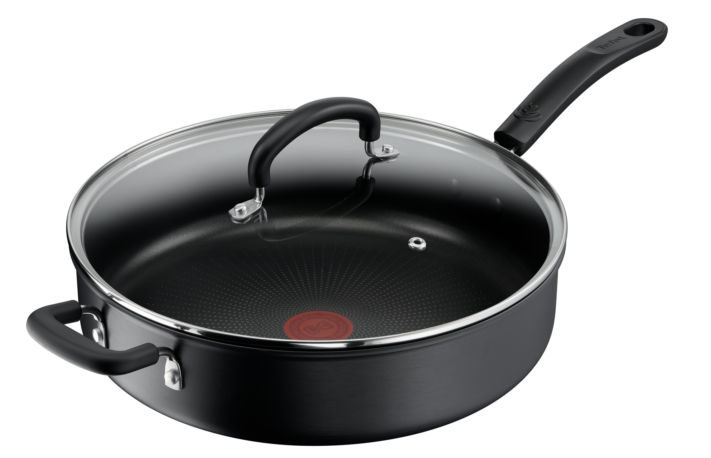 User manual and frequently asked questions Tefal Specialty Hard Anodised Non-Stick Sautepan 30cm + Lid