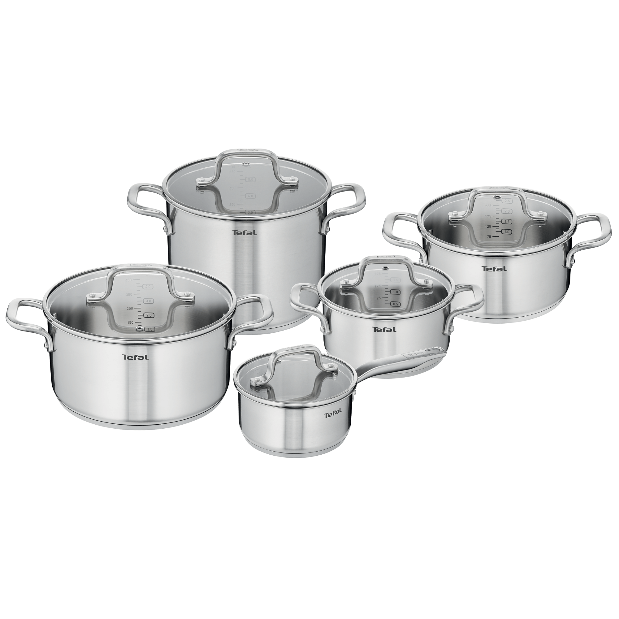 Tefal Virtuoso Induction Stainless Steel Uncoated 5pc Set