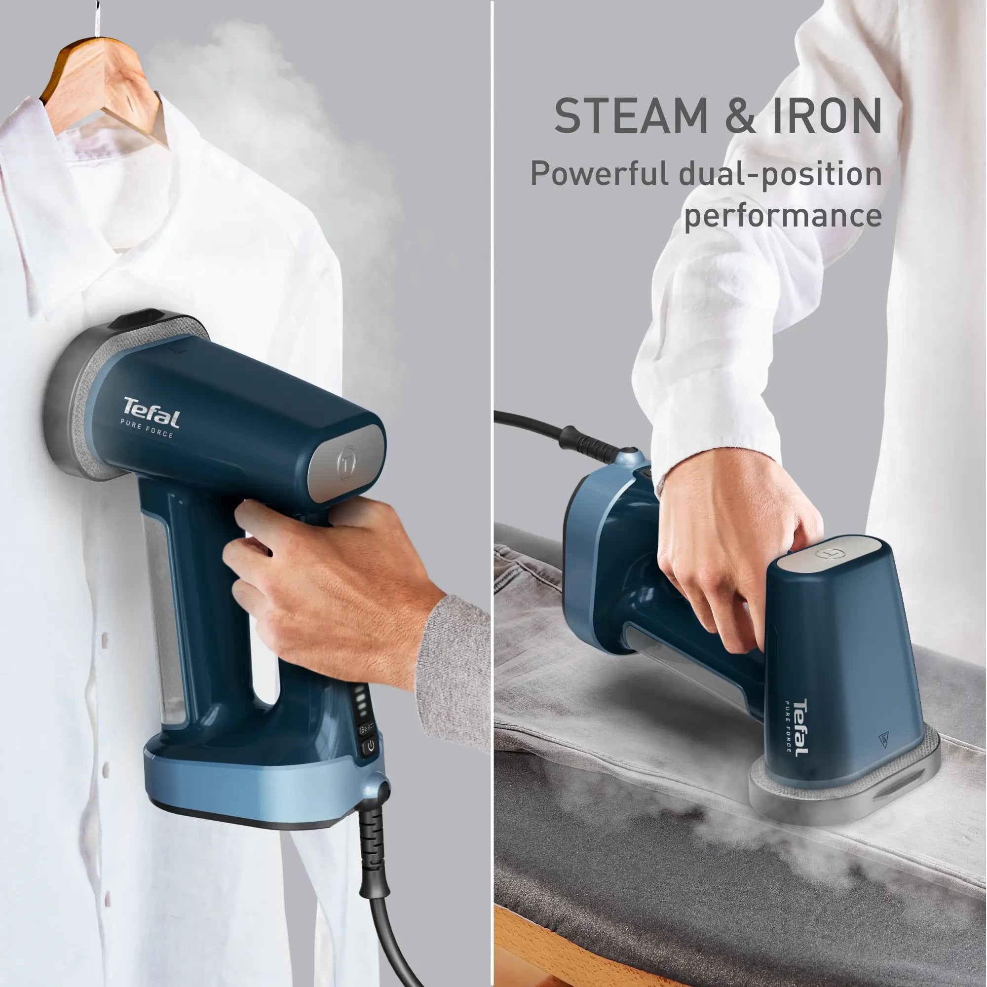 Tefal Pure Force 3 in 1 Handheld Garment Steamer DT8755 with steam and iron