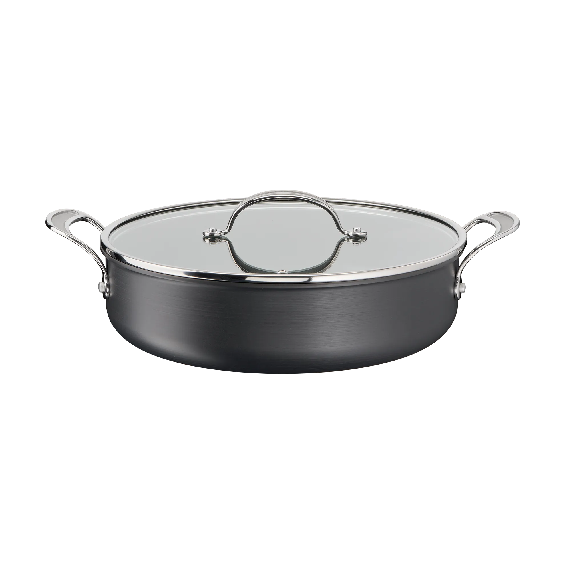 Jamie Oliver by Tefal Cooks Classic Induction Non-Stick Hard Anodised All-In-One Pan 30cm + Lid side view