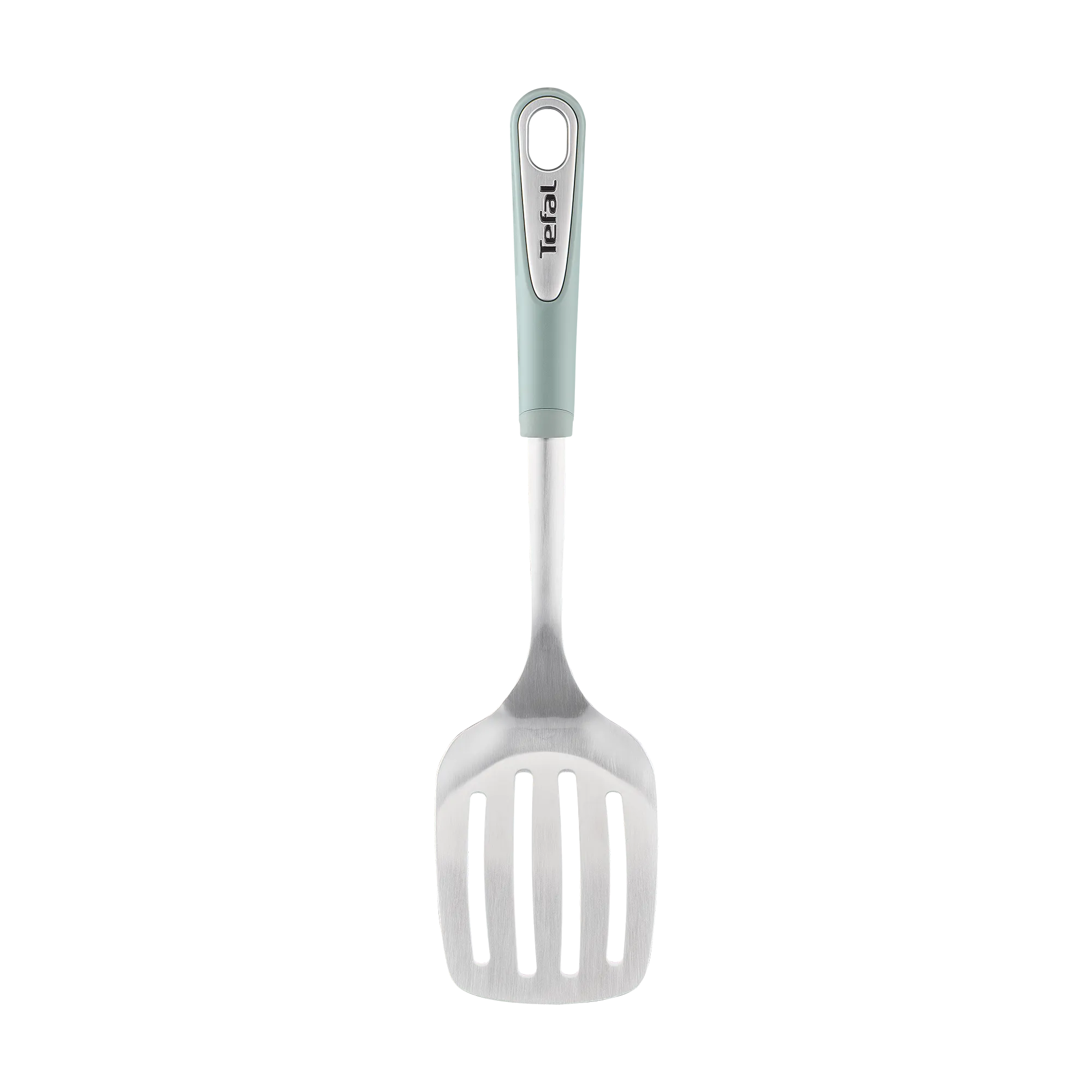 Tefal Ingenio Stainless Steel Eucalyptus Slotted Turner K1920324 front view