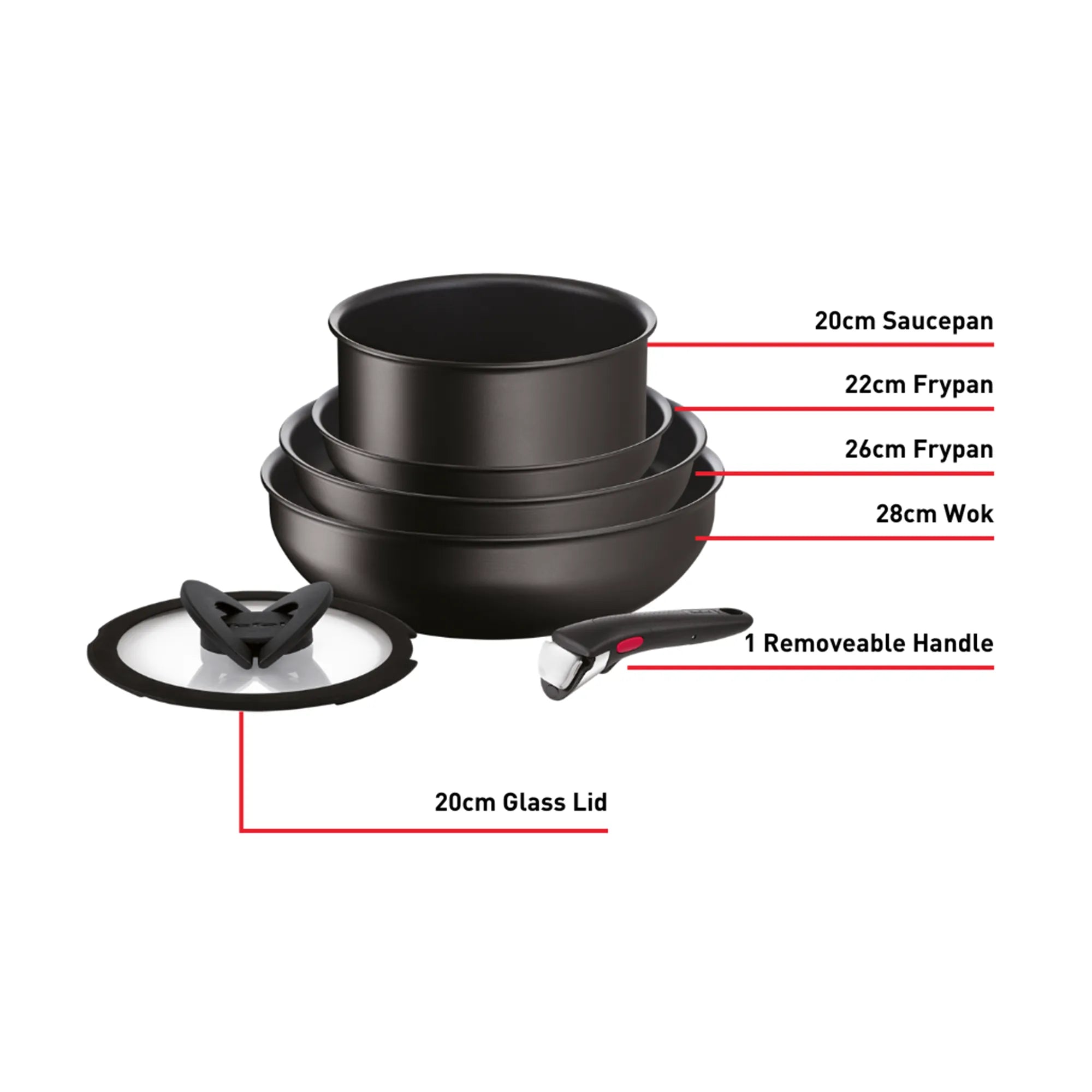 Tefal Ingenio Unlimited Induction Non-Stick 6pc Set included items